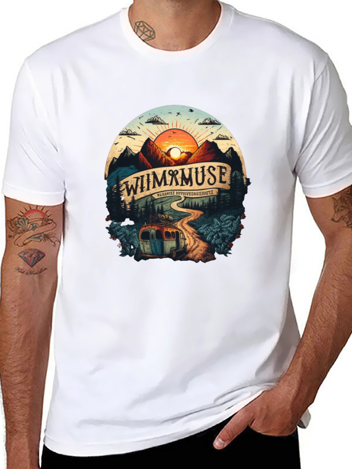 Wiimxmuse Adventure Tee - Mountain Sunset Design