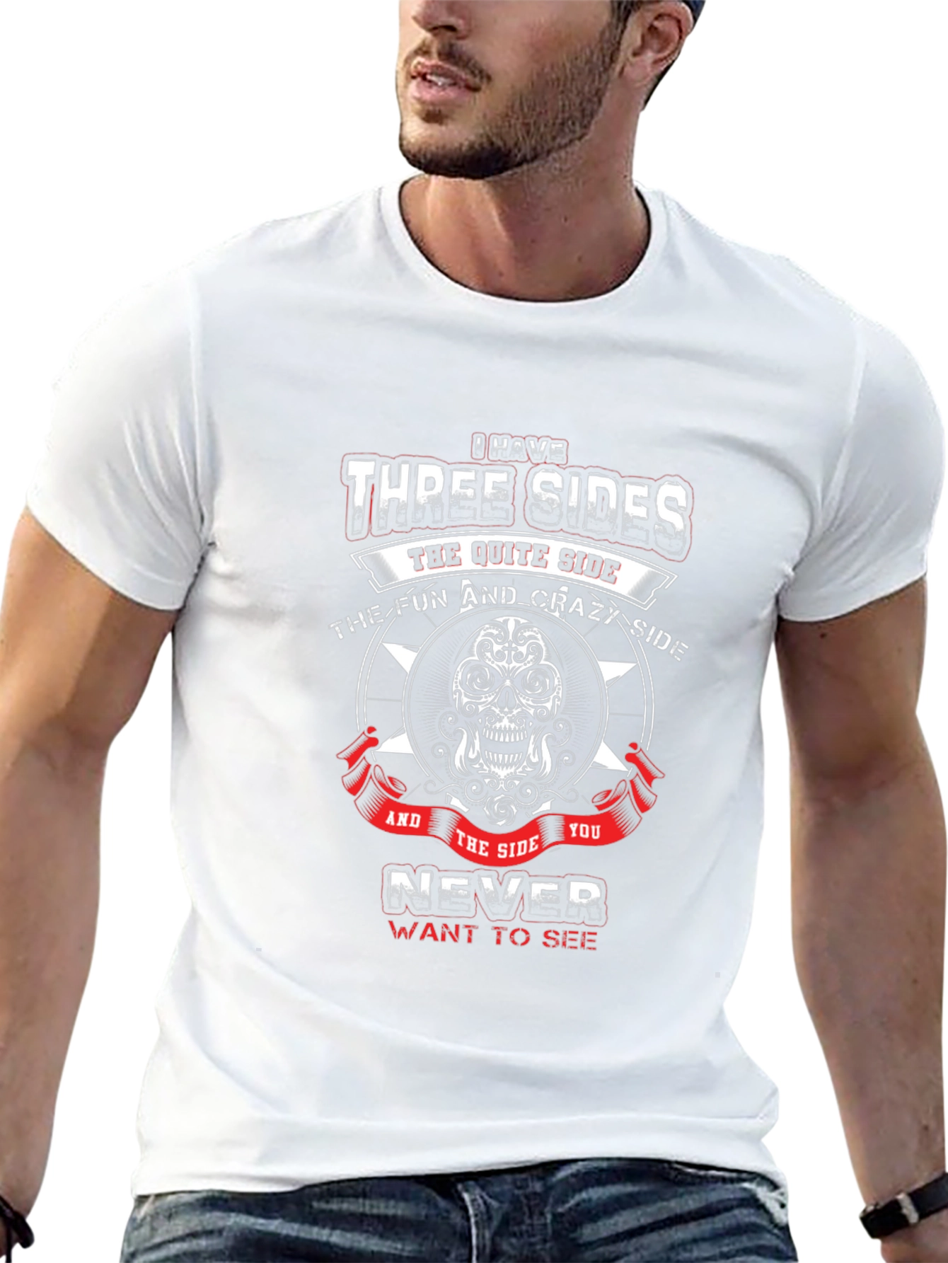 Three Sides Graphic Tee - Skull Design