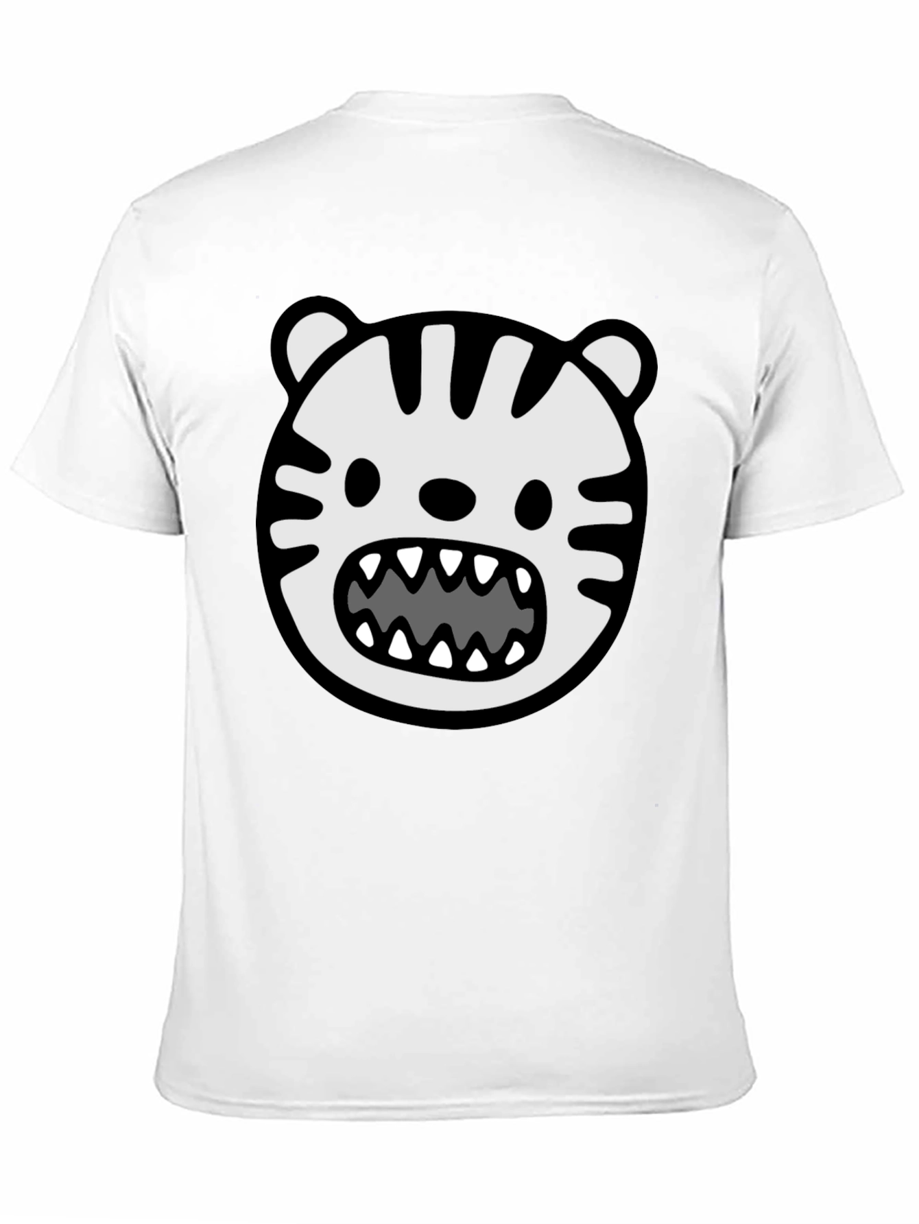 Cartoon Tiger Graphic T-Shirt - Bold Black Tee