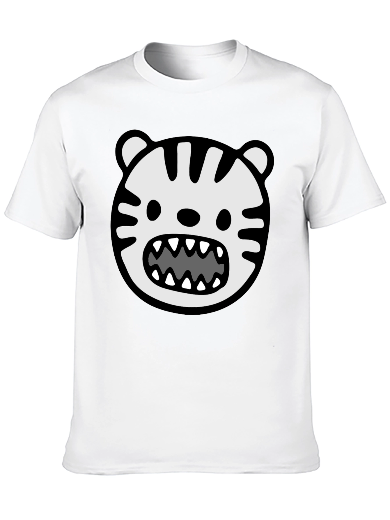 Cartoon Tiger Graphic T-Shirt - Bold Black Tee