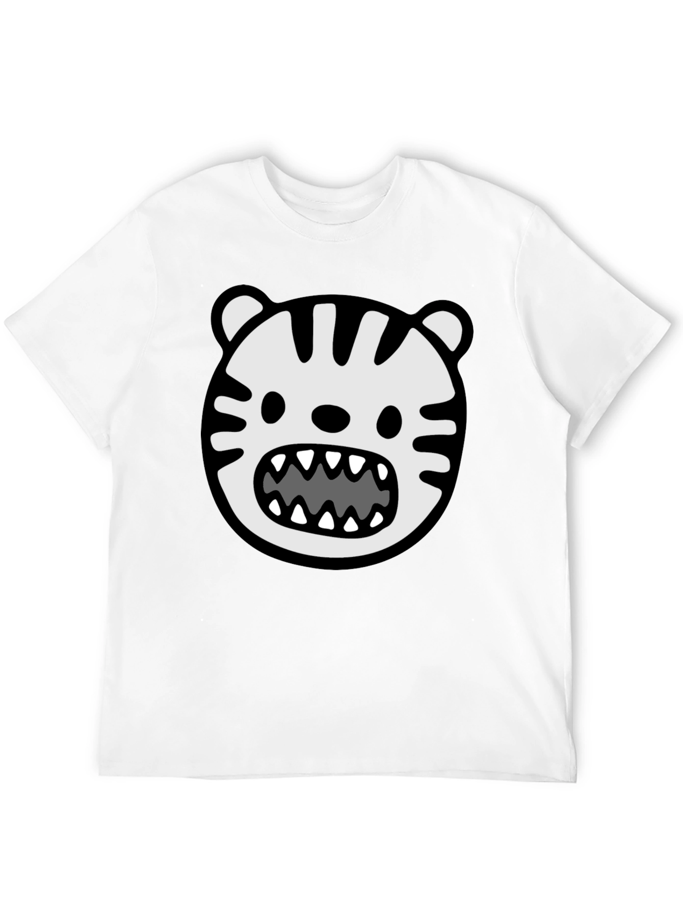 Cartoon Tiger Graphic T-Shirt - Bold Black Tee