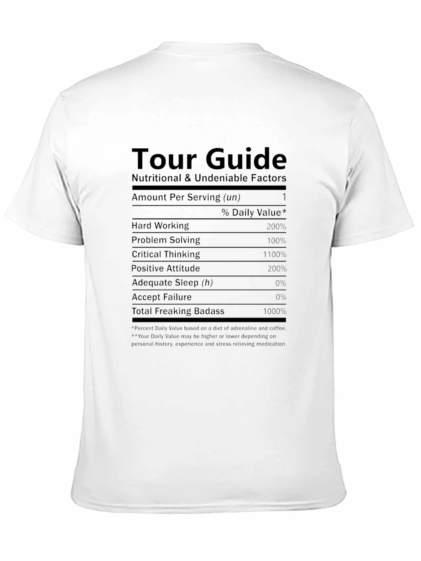 Tour Guide Nutritional Facts T-Shirt