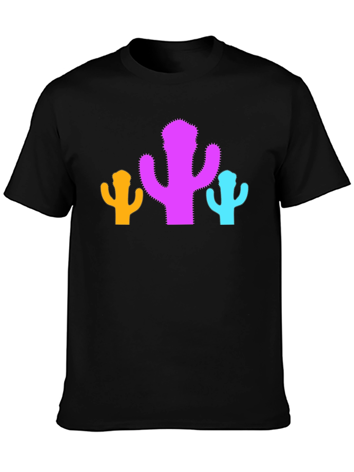 Cactus Trio Graphic Tee - Black Cotton Casual Shirt