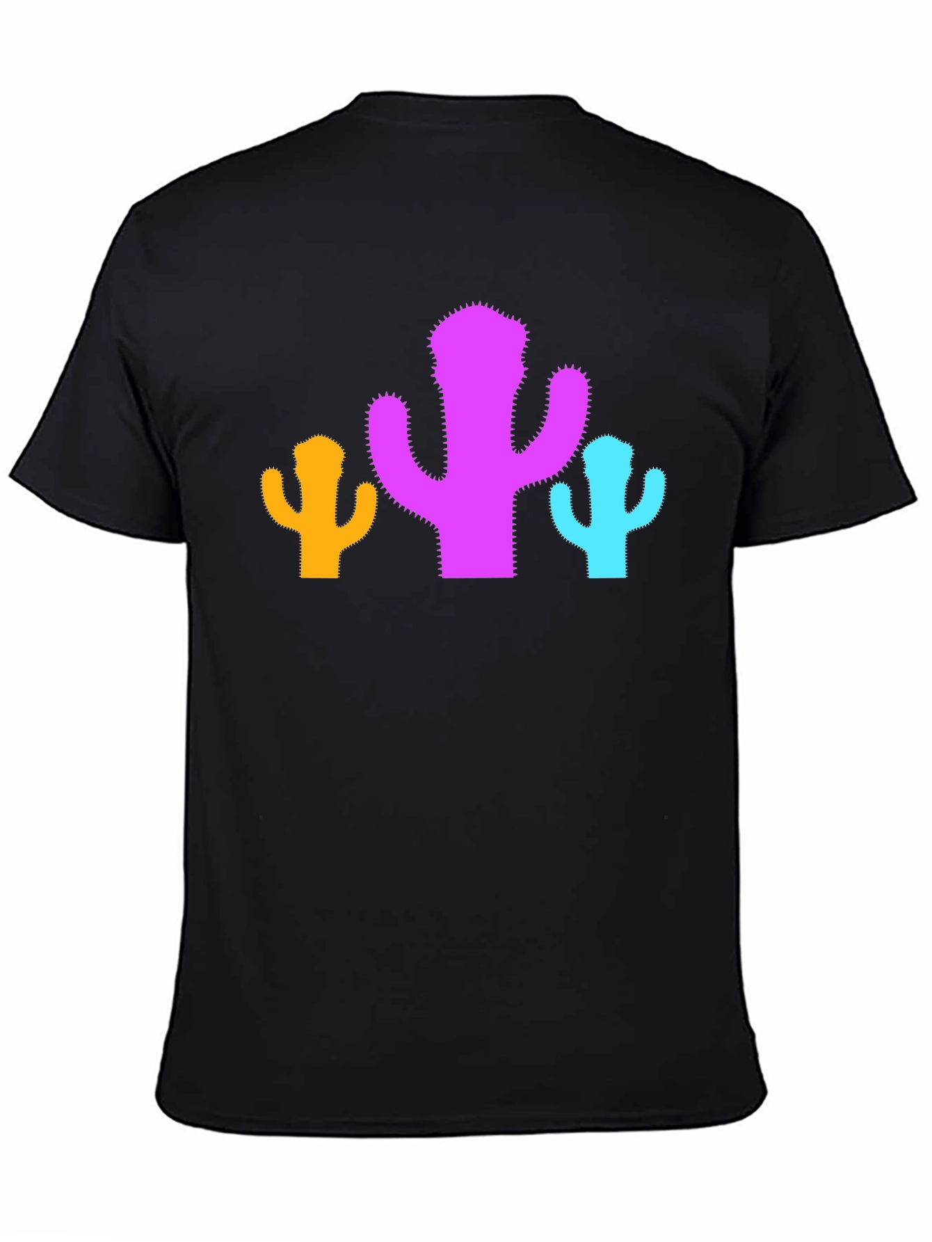 Cactus Trio Graphic Tee - Black Cotton Casual Shirt