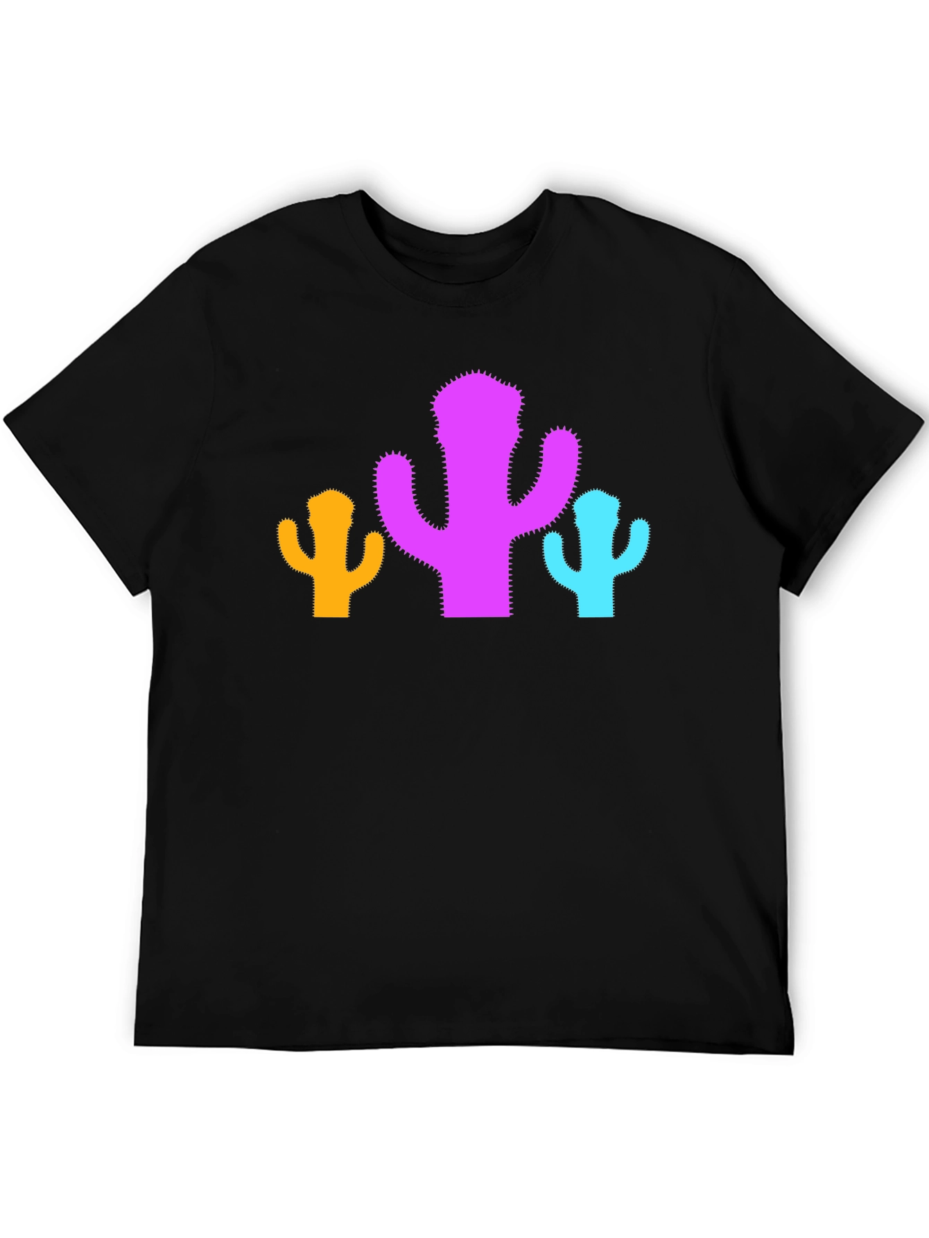 Cactus Trio Graphic Tee - Black Cotton Casual Shirt