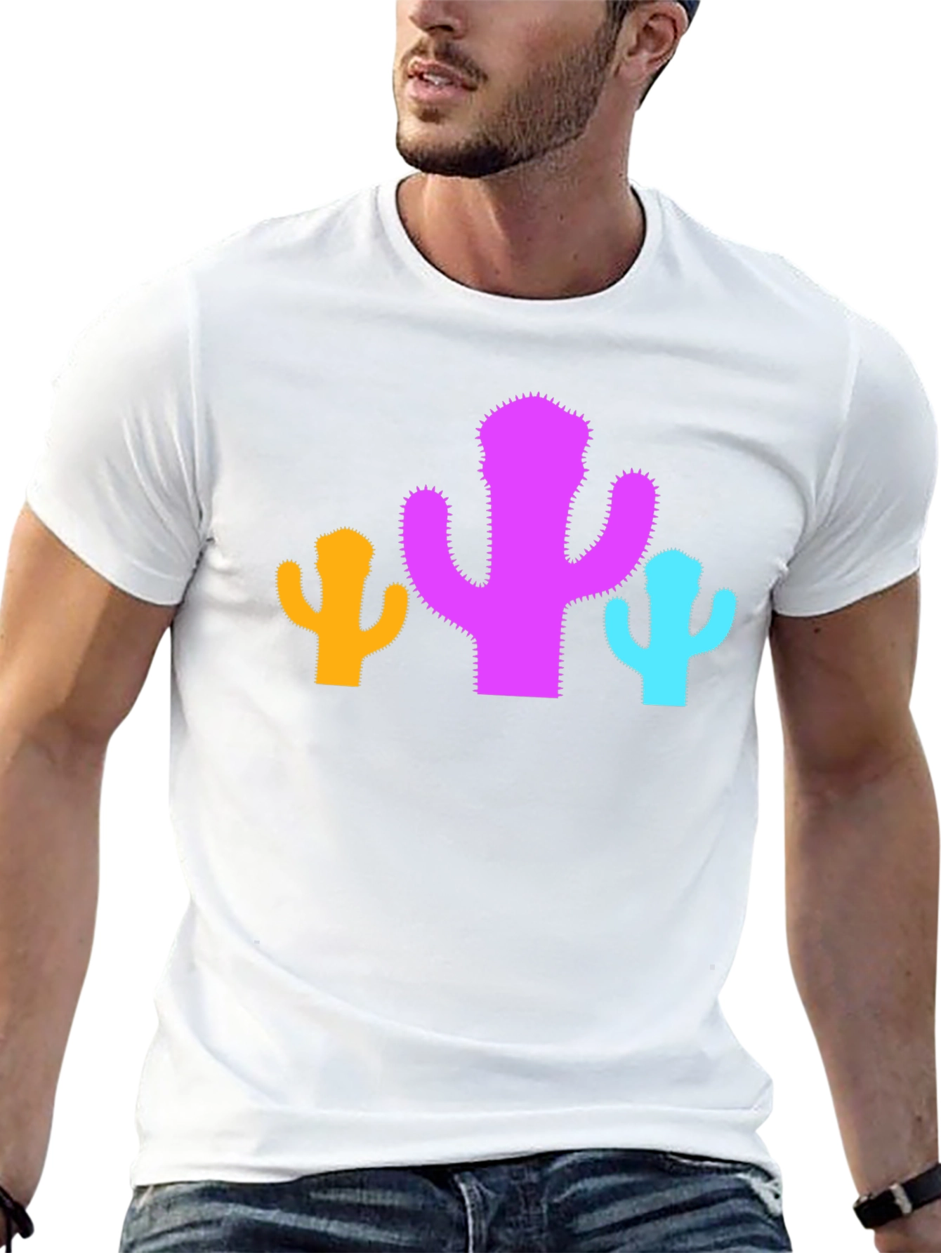 Cactus Trio Graphic Tee - Black Cotton Casual Shirt