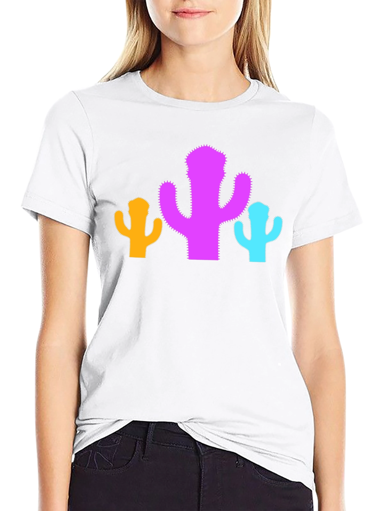Cactus Trio Graphic Tee - Black Cotton Casual Shirt