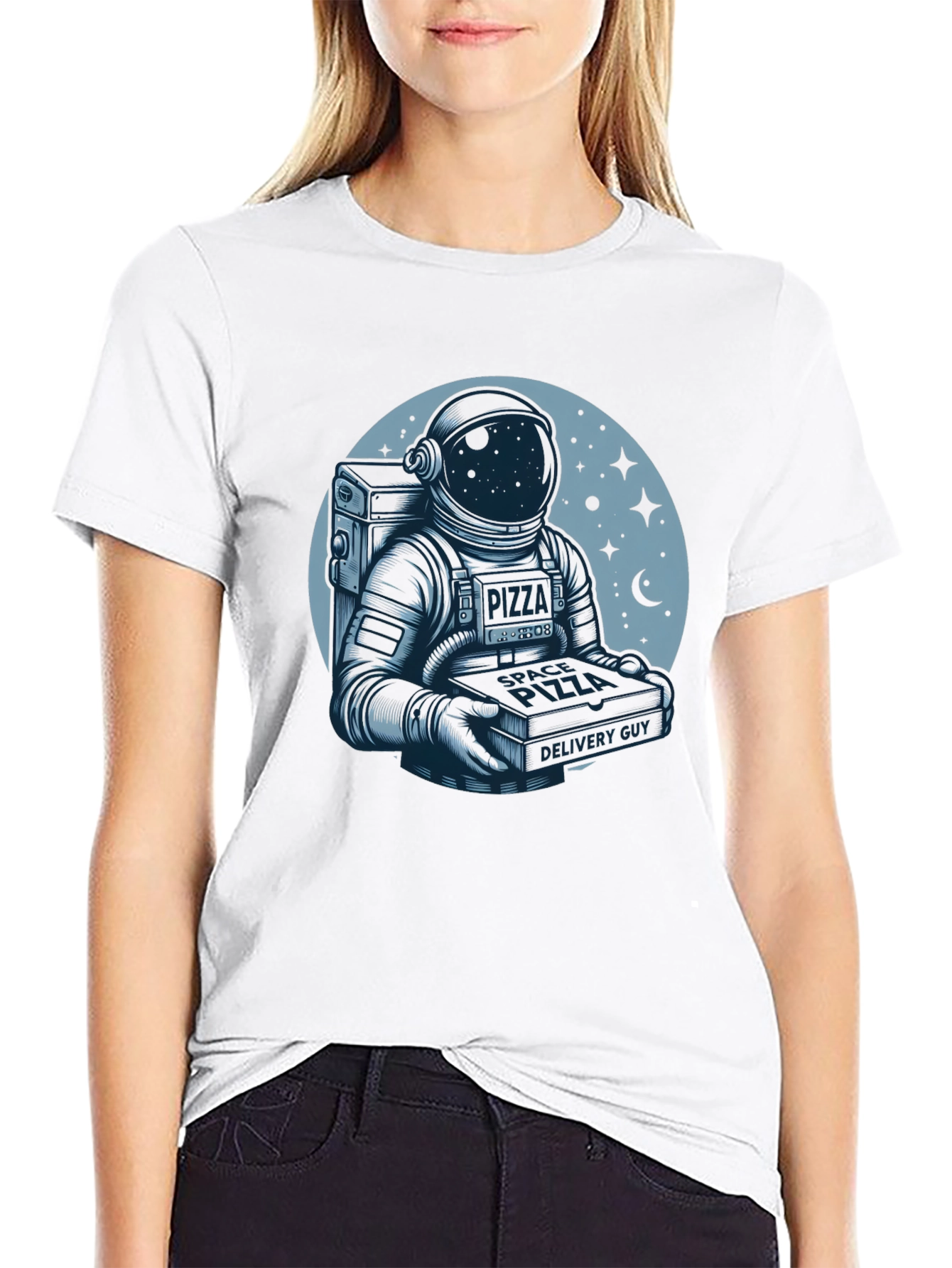 Space Pizza Delivery Guy Graphic T-Shirt
