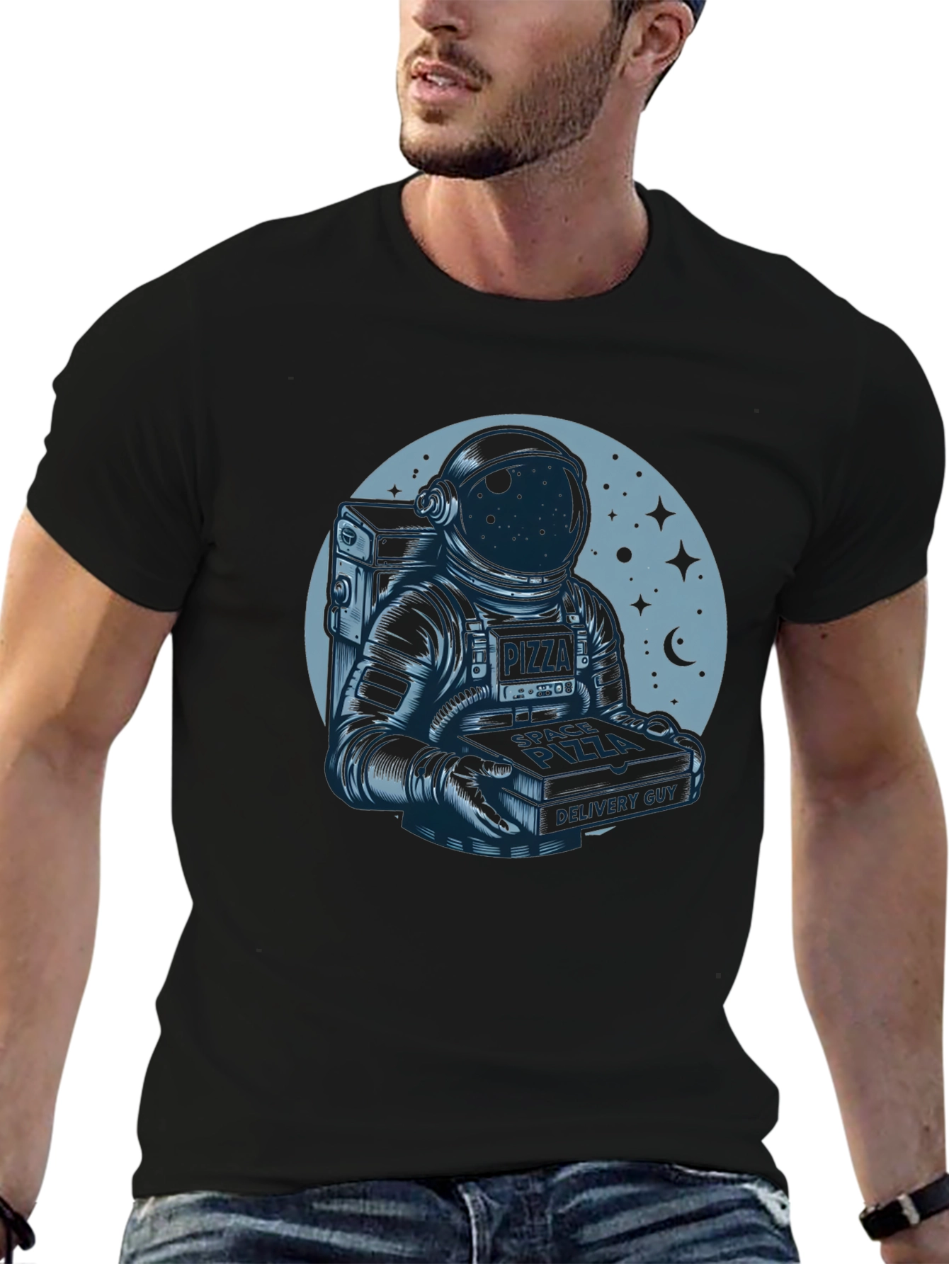 Space Pizza Delivery Guy Graphic T-Shirt