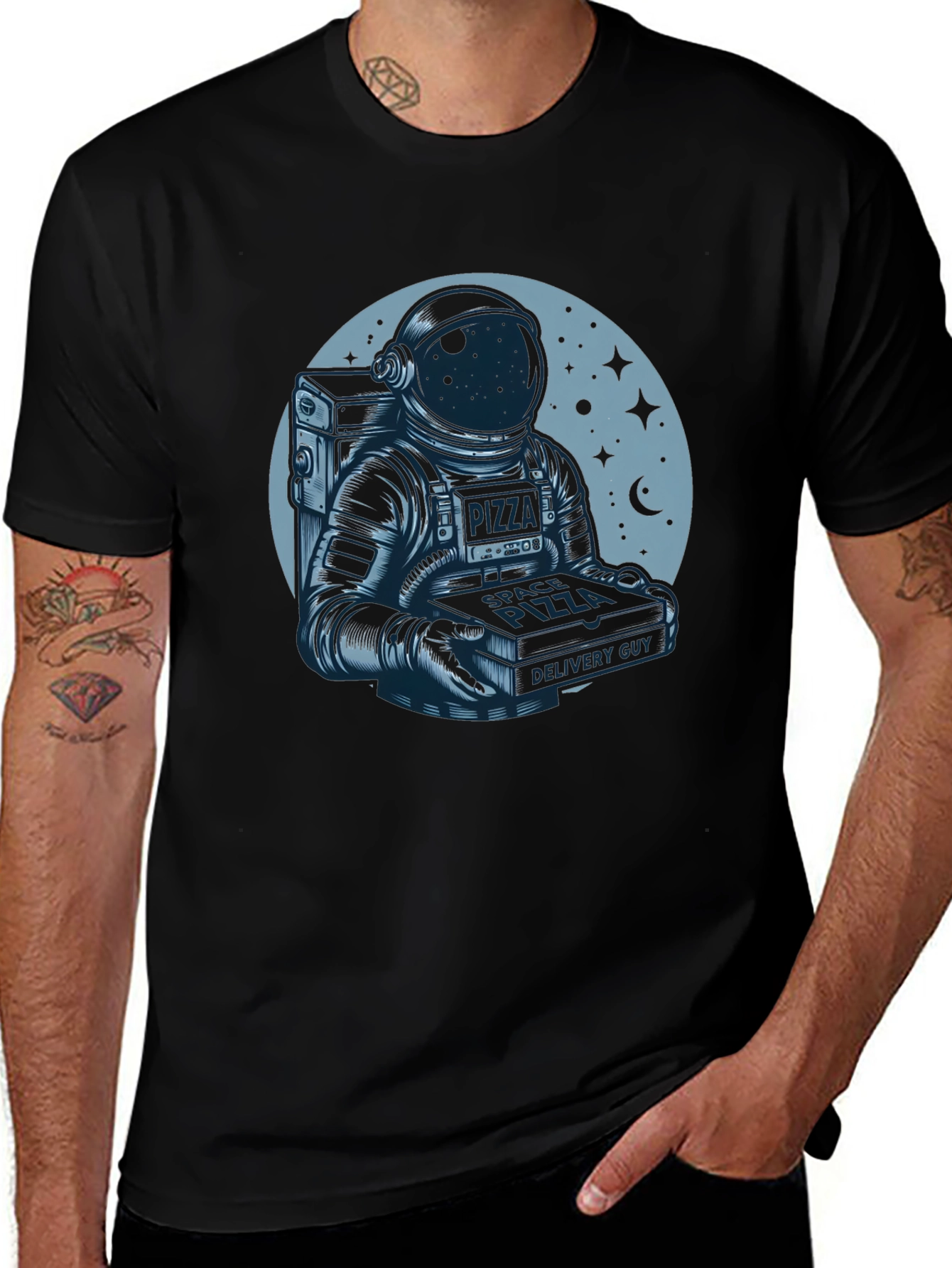 Space Pizza Delivery Guy Graphic T-Shirt