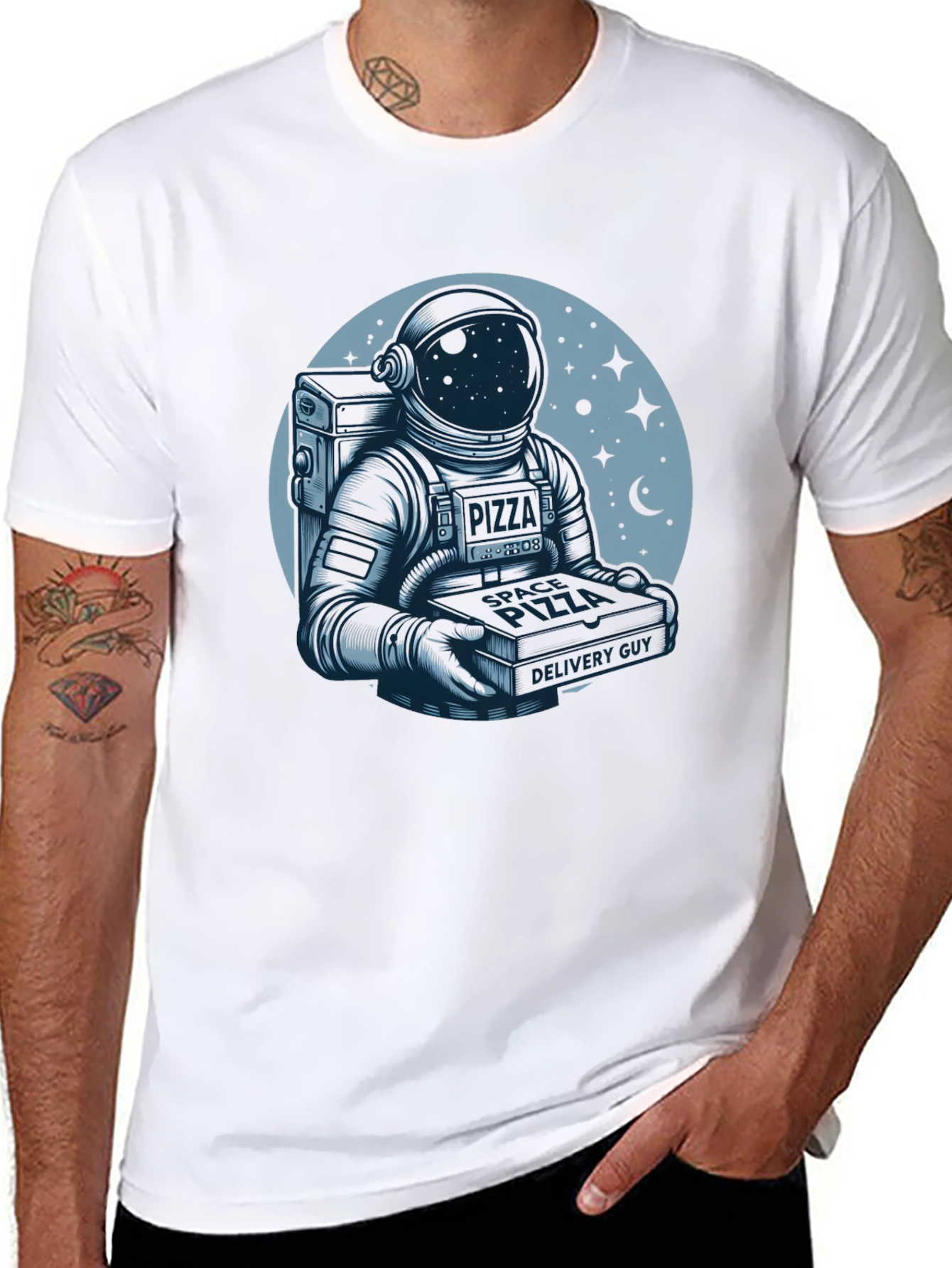 Space Pizza Delivery Guy Graphic T-Shirt