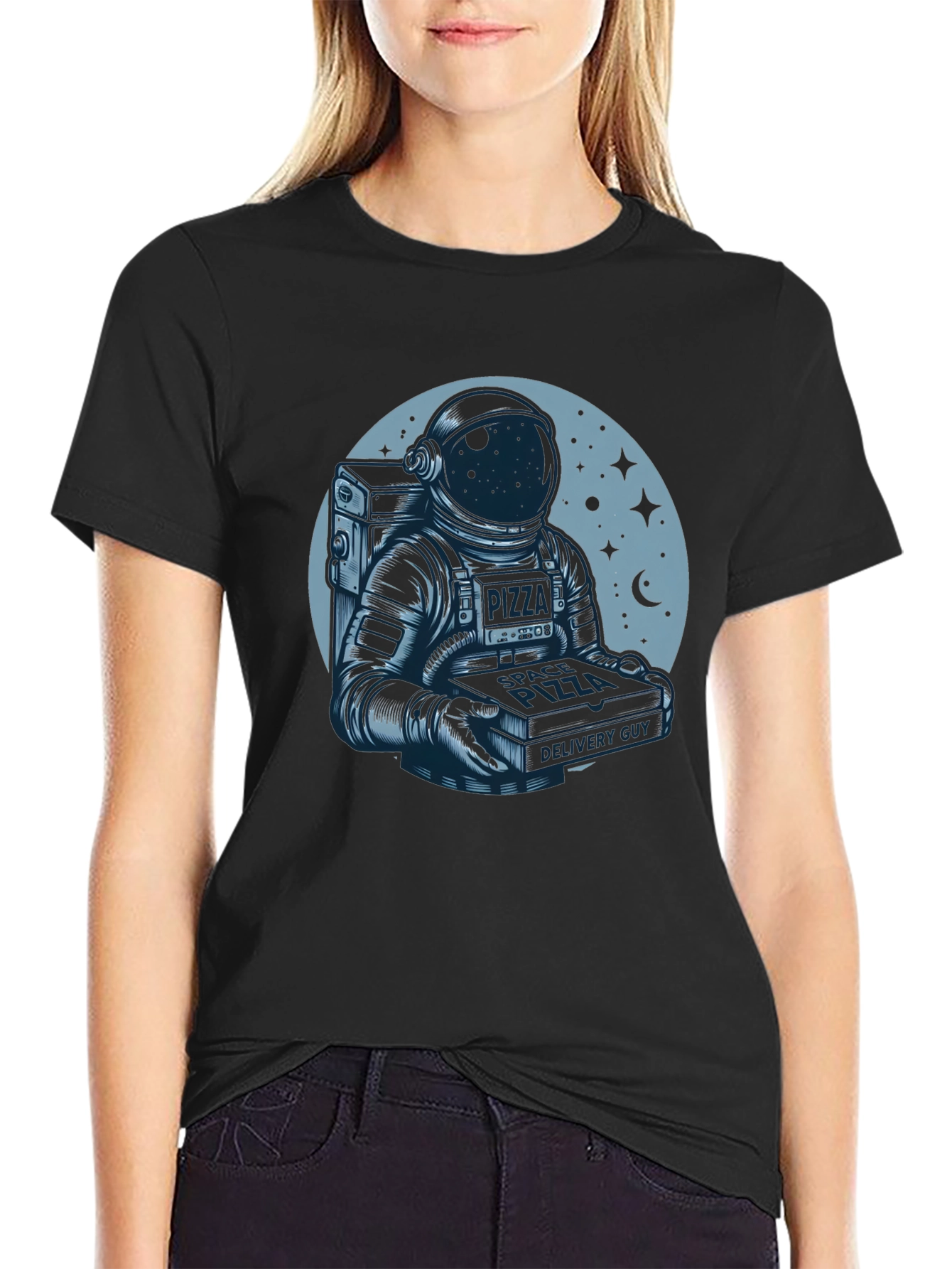 Space Pizza Delivery Guy Graphic T-Shirt