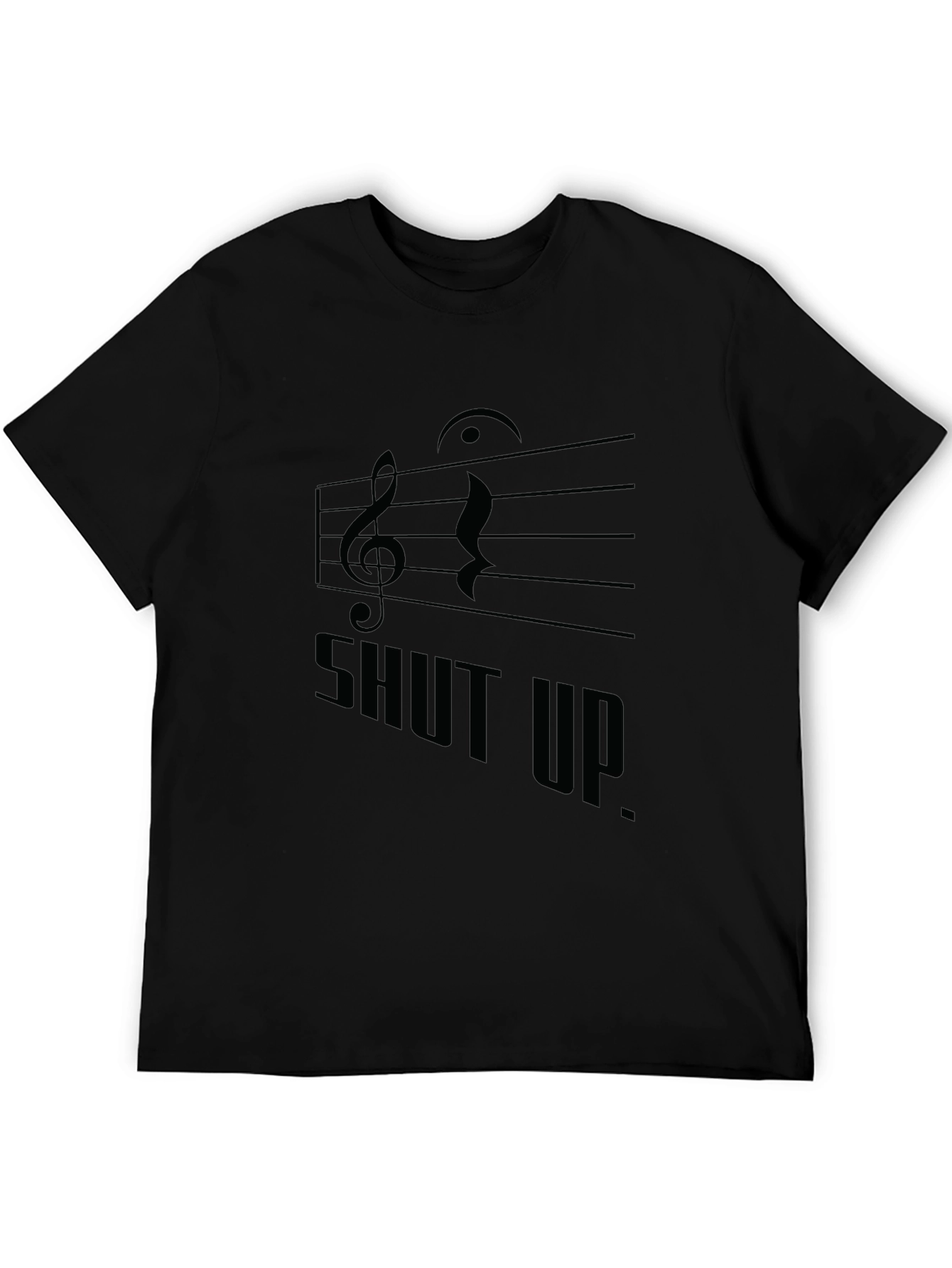Musical Shut Up. Black Graphic Tee