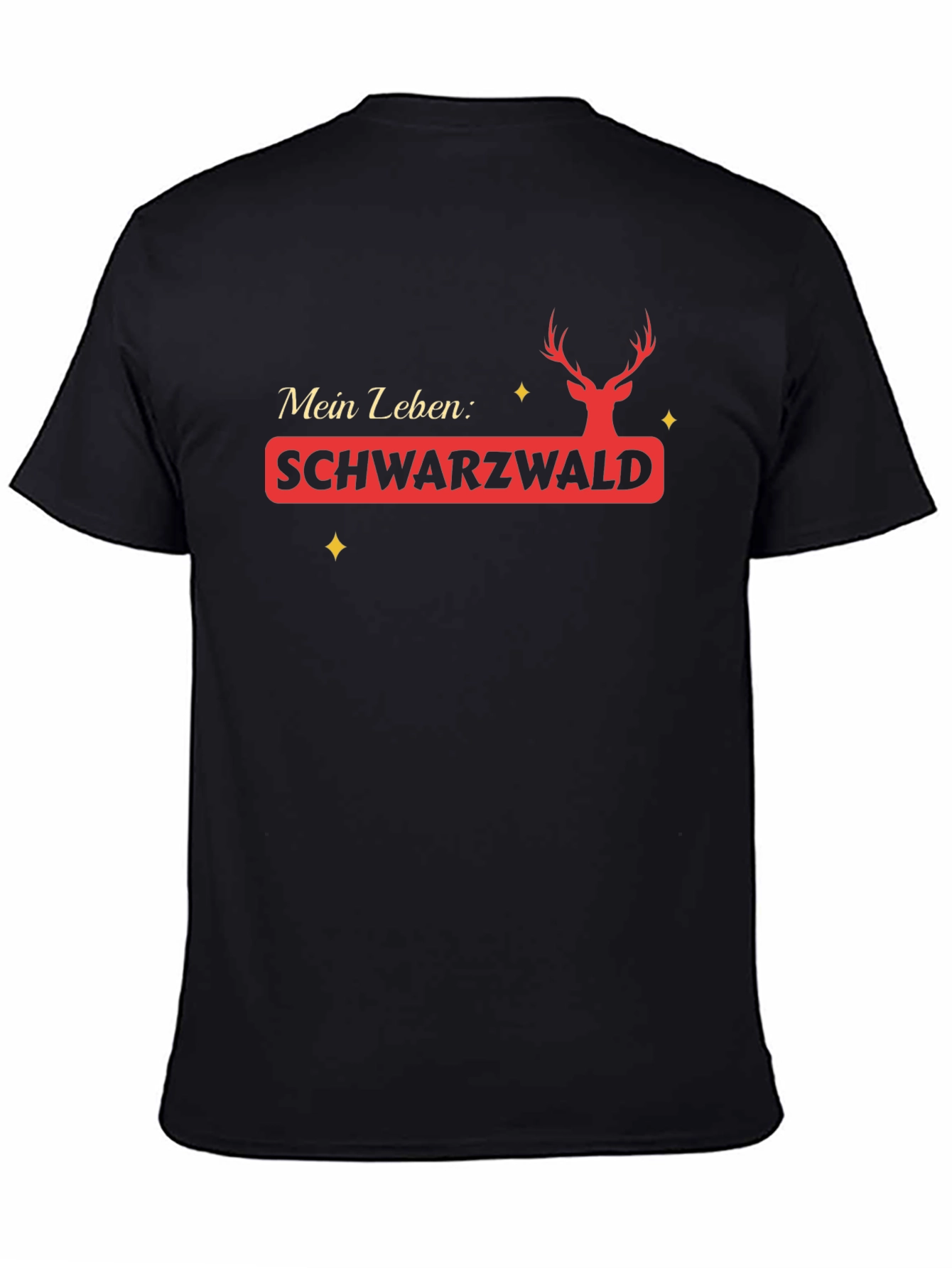 Schwarzwald Deer Mens Black Graphic T-Shirt
