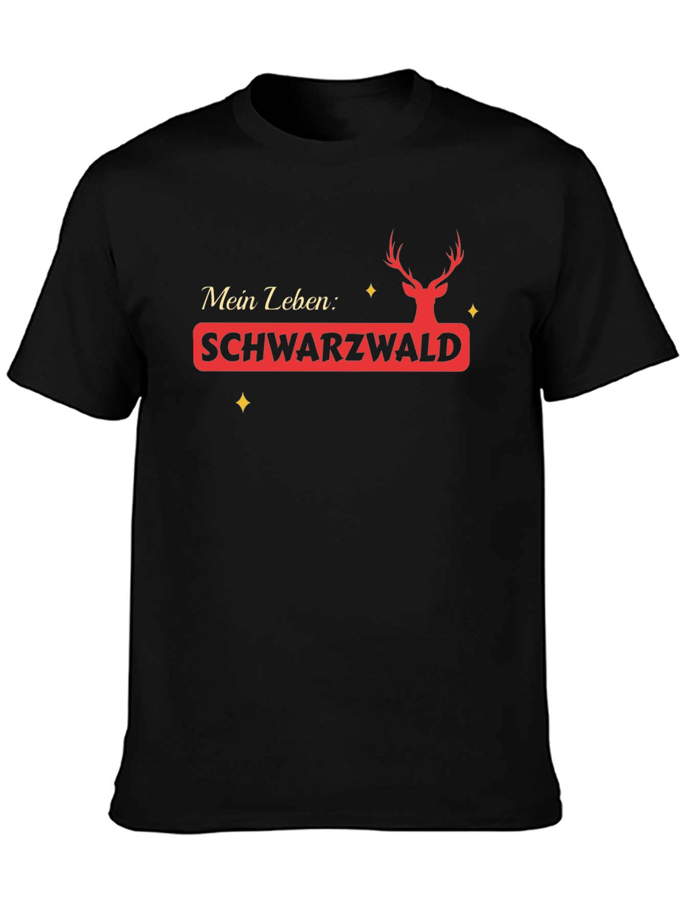 Schwarzwald Deer Mens Black Graphic T-Shirt