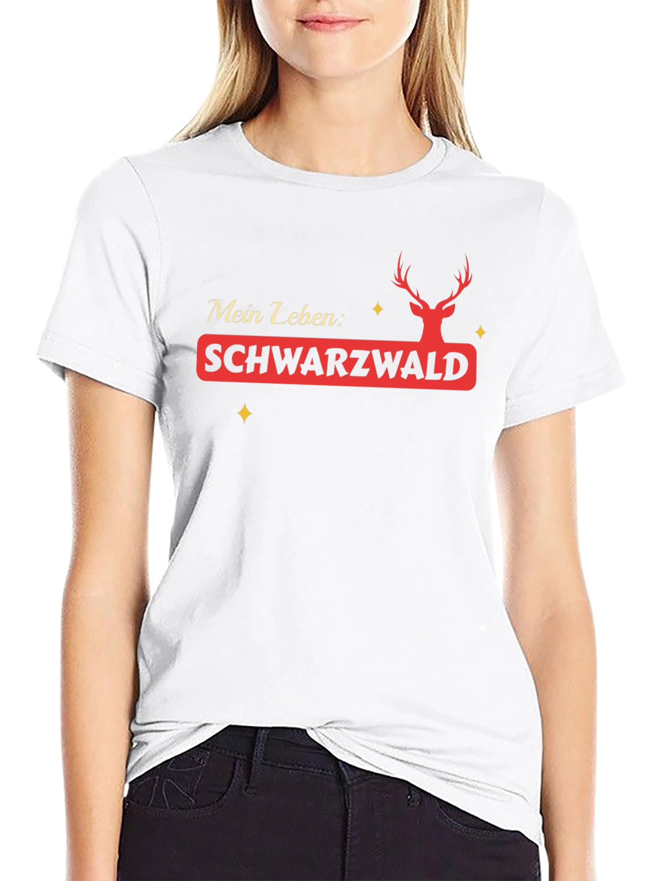 Schwarzwald Deer Mens Black Graphic T-Shirt