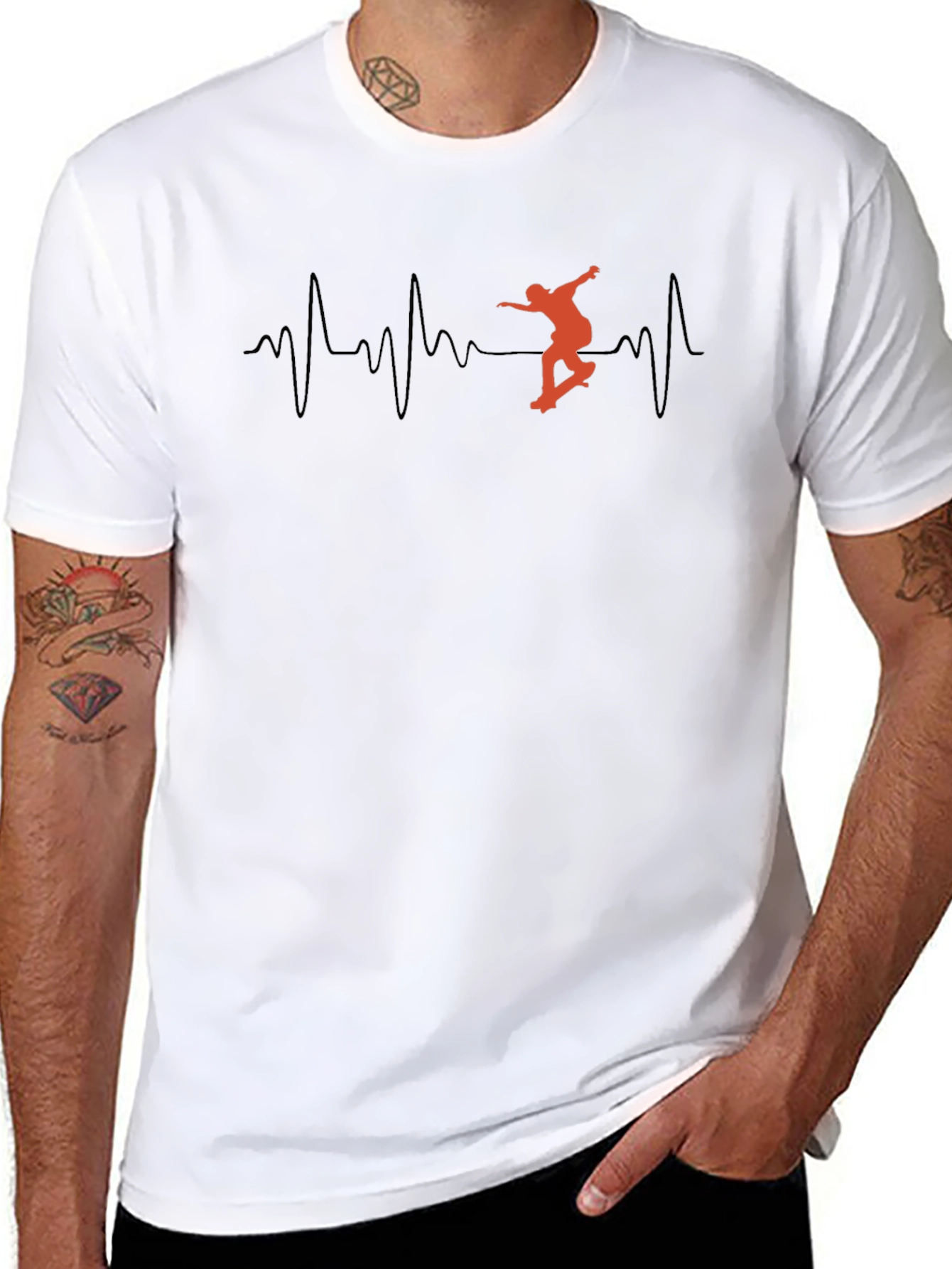 Skateboard Heartbeat T-Shirt - Cool Graphic Tee