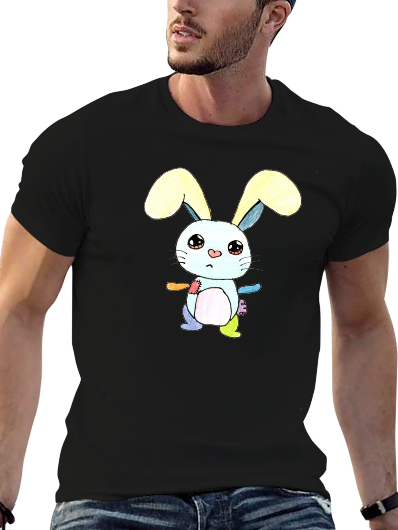 Cute Cartoon Bunny T-Shirt - Unisex Black Tee