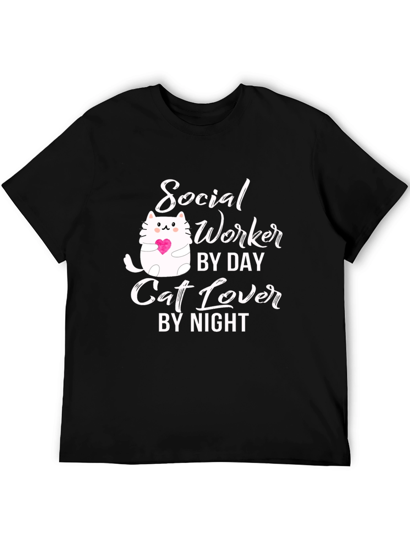 Social Worker Cat Lover Black Graphic T-Shirt
