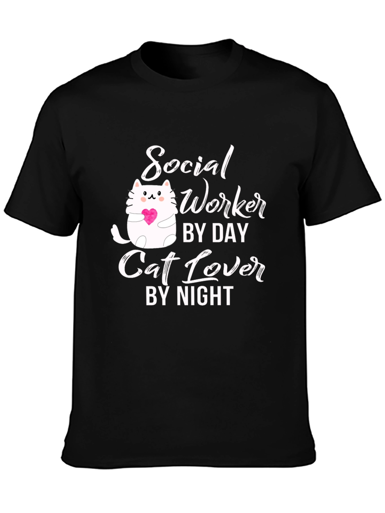 Social Worker Cat Lover Black Graphic T-Shirt