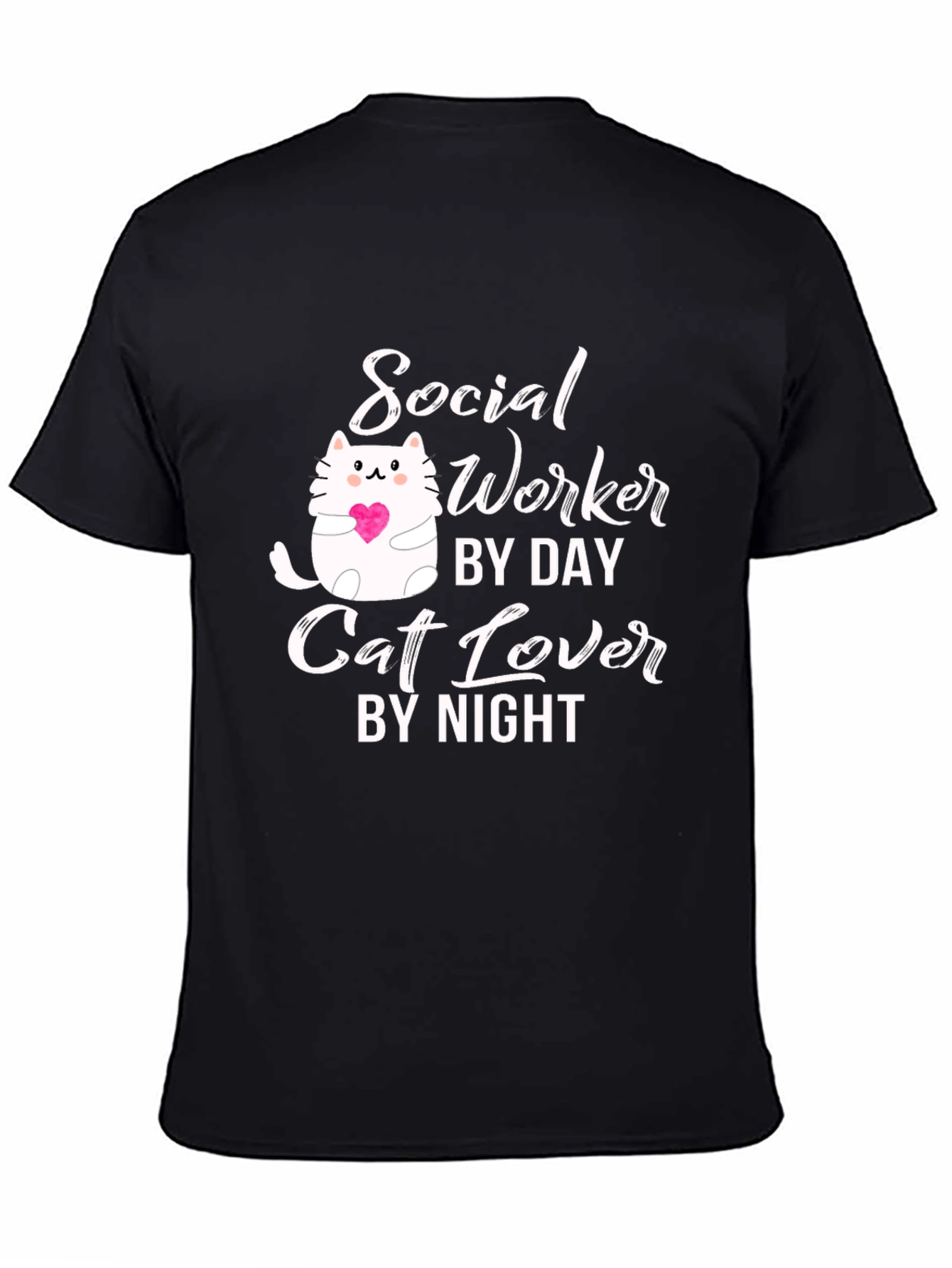 Social Worker Cat Lover Black Graphic T-Shirt