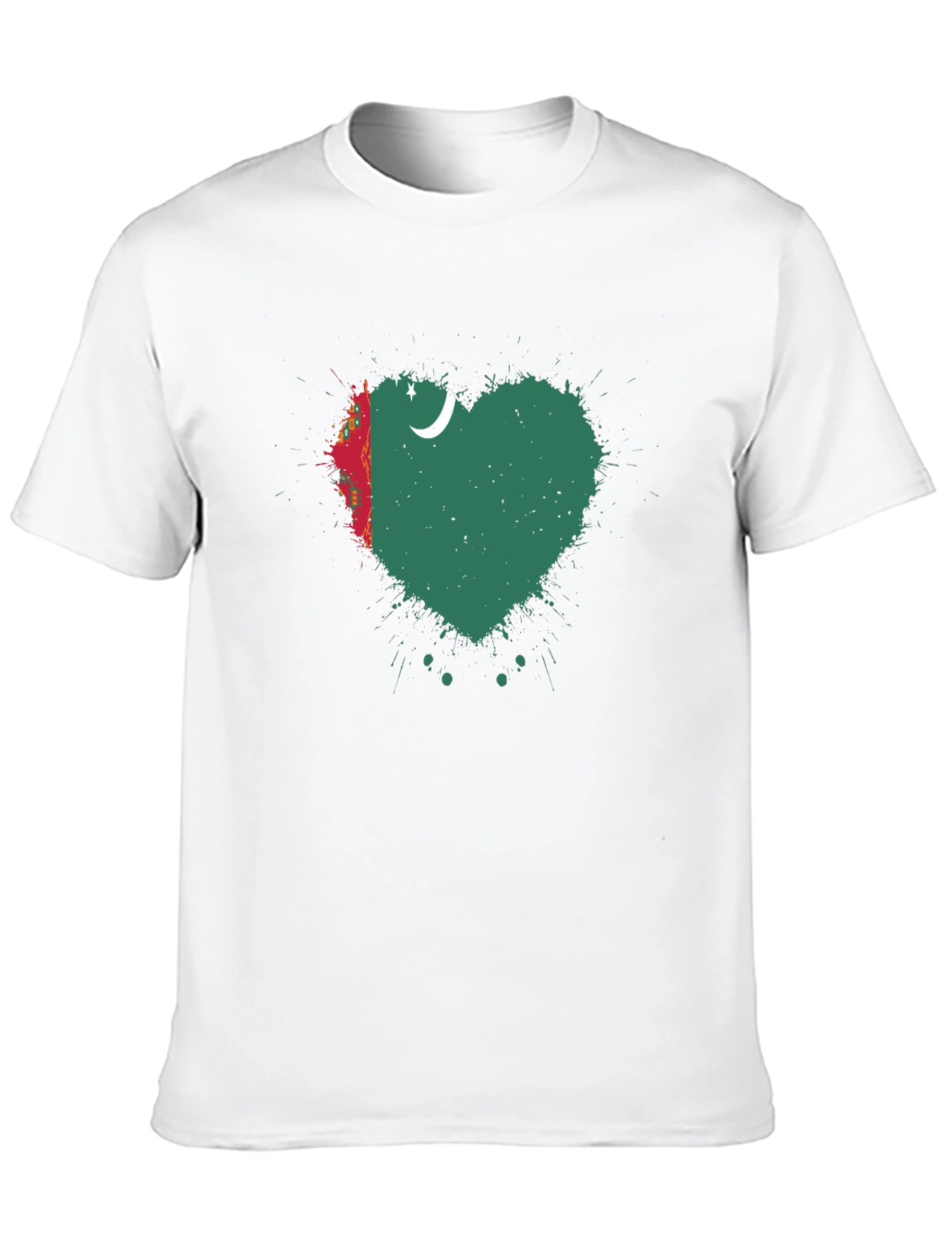 Turkmenistan Heart Flag T-Shirt - Black Cotton Tee