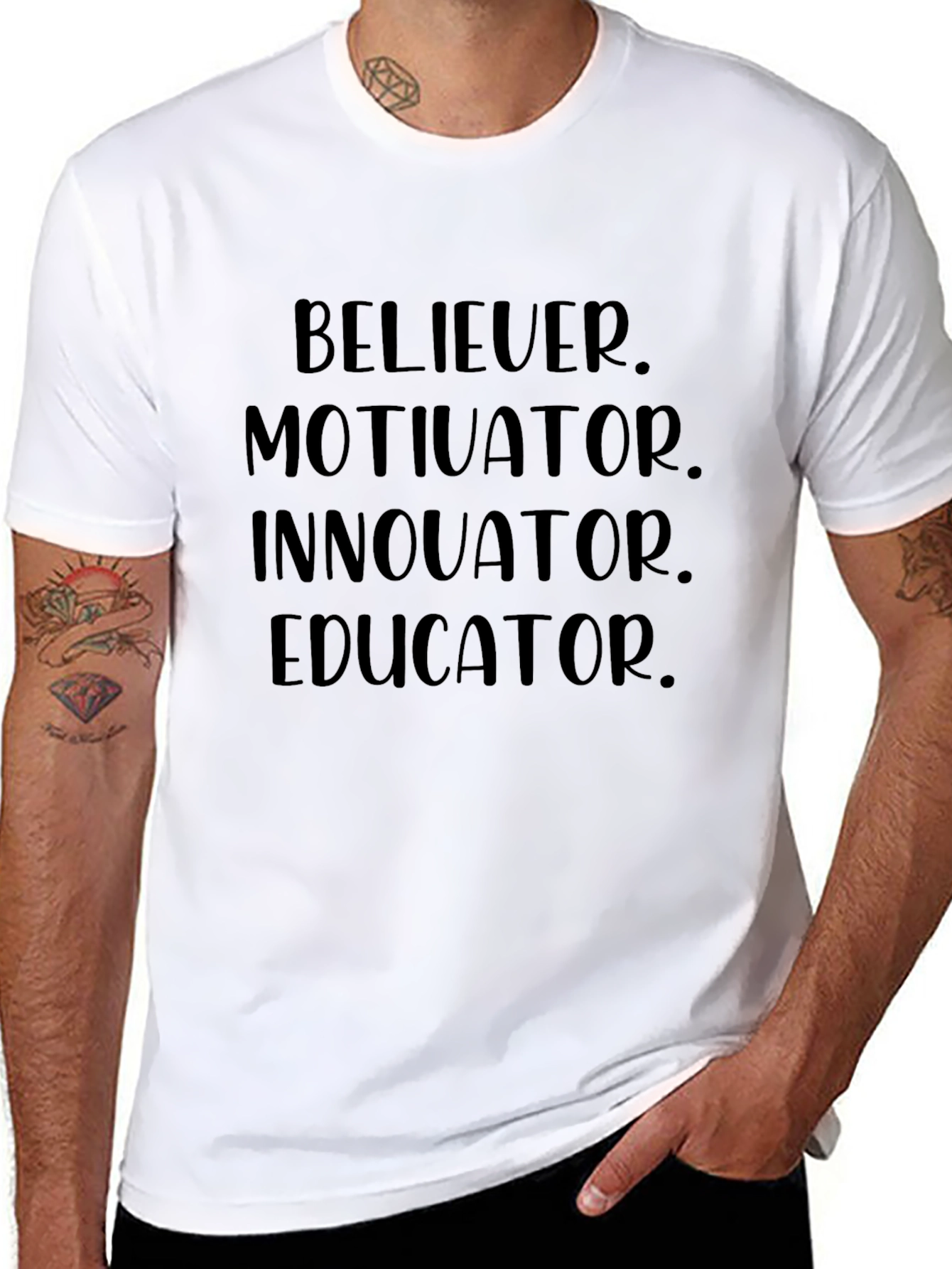 Believer Motivator Innovator Educator Black T-Shirt