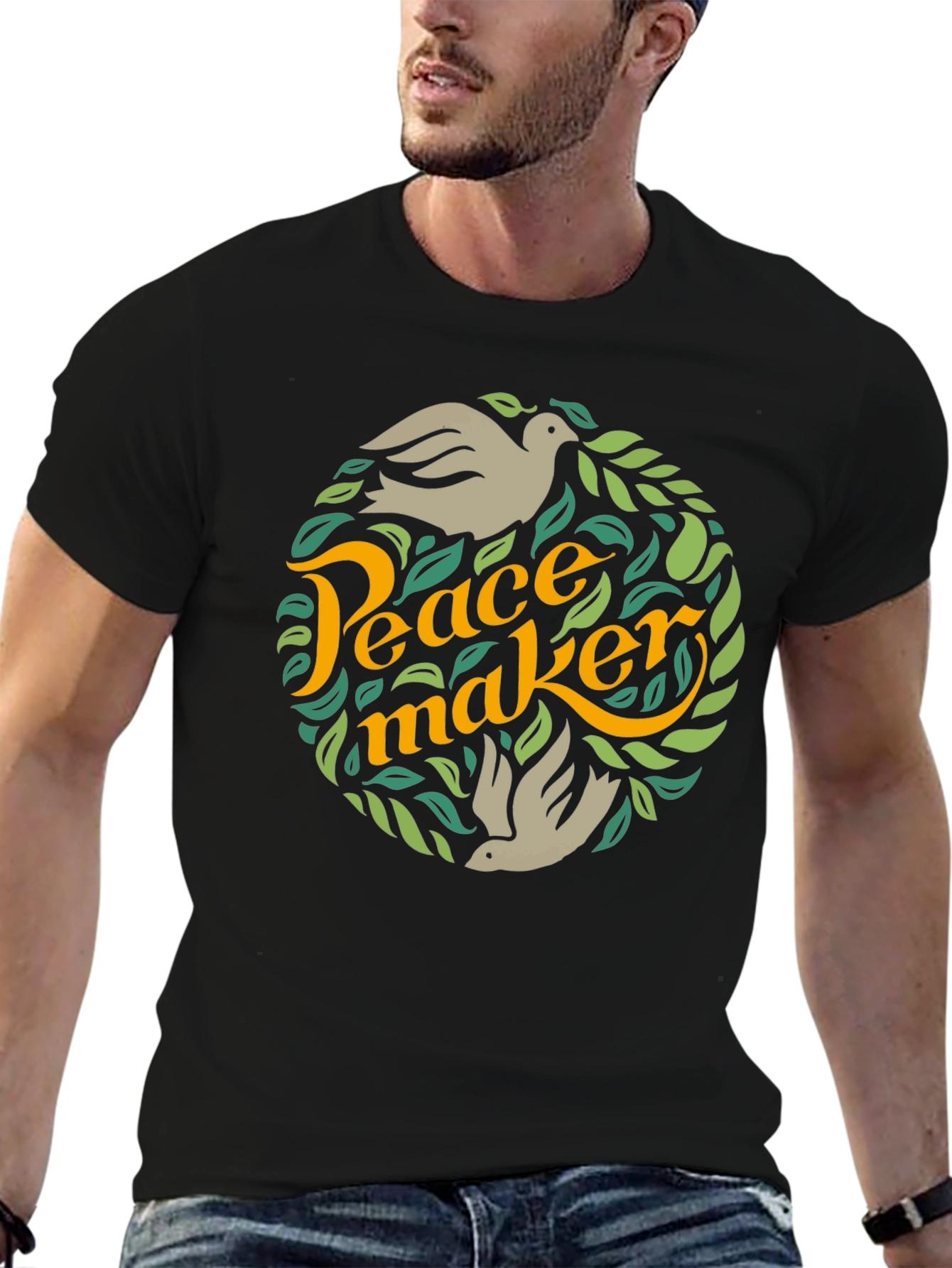 Peace Maker Graphic Tee - Dove & Leaf Design