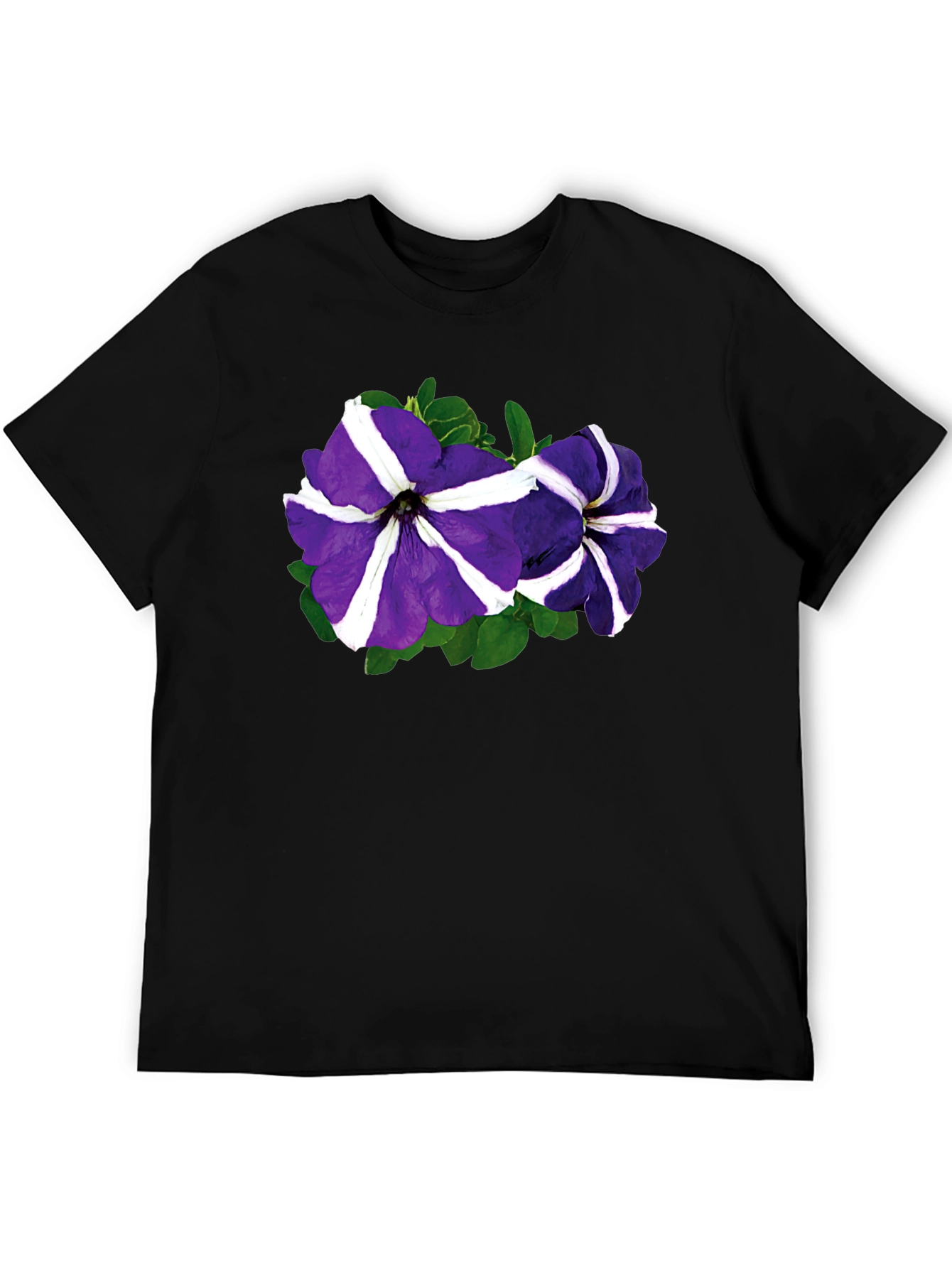 Floral Petunia T-Shirt - Black Cotton Blend