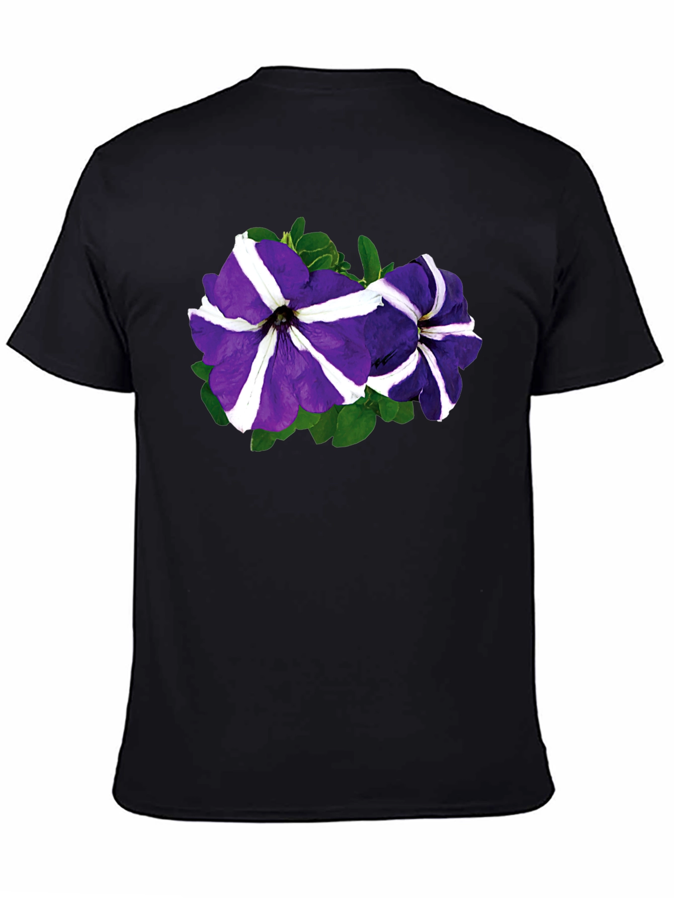 Floral Petunia T-Shirt - Black Cotton Blend