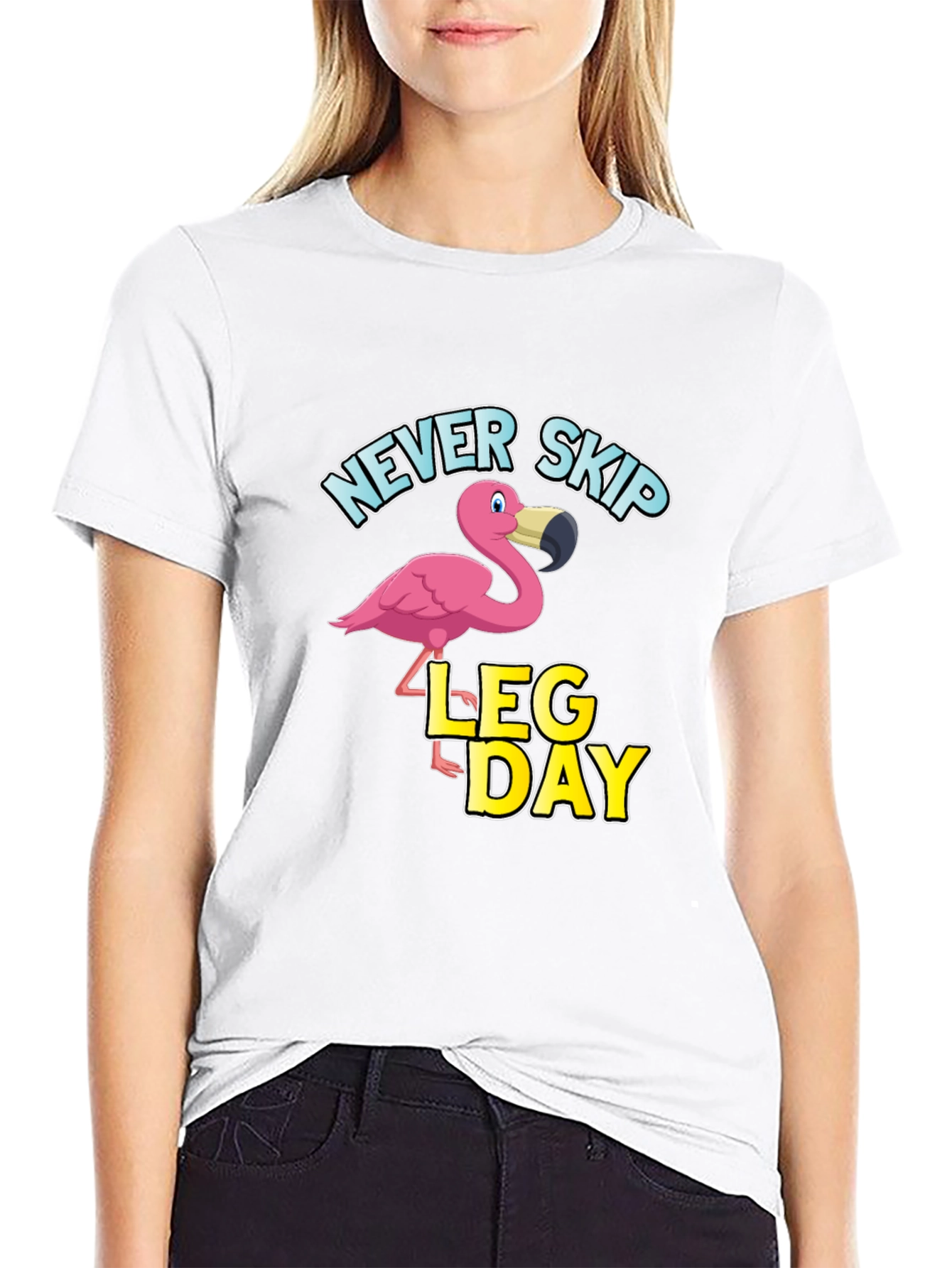 Never Skip Leg Day Flamingo Graphic T-Shirt