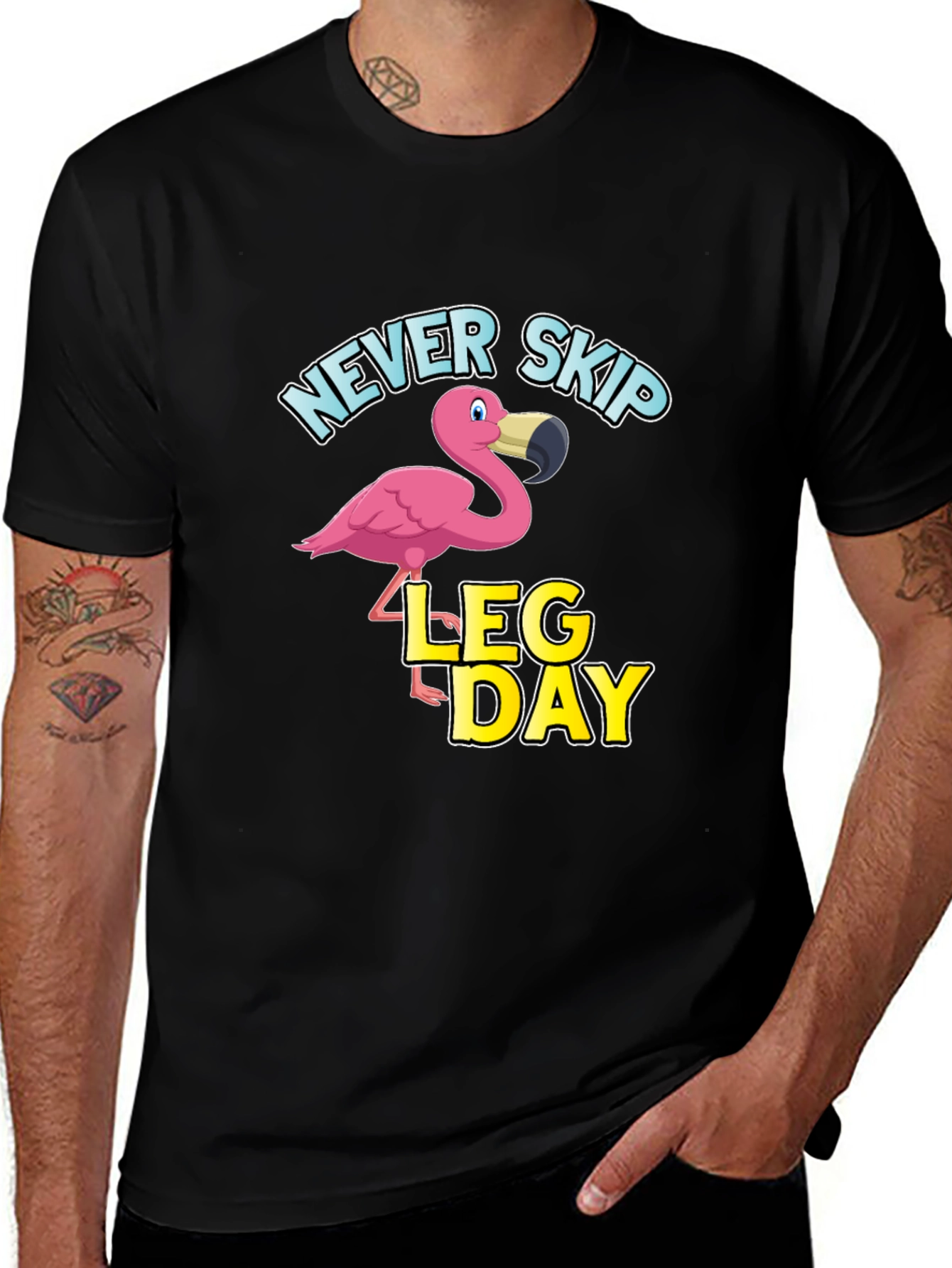 Never Skip Leg Day Flamingo Graphic T-Shirt