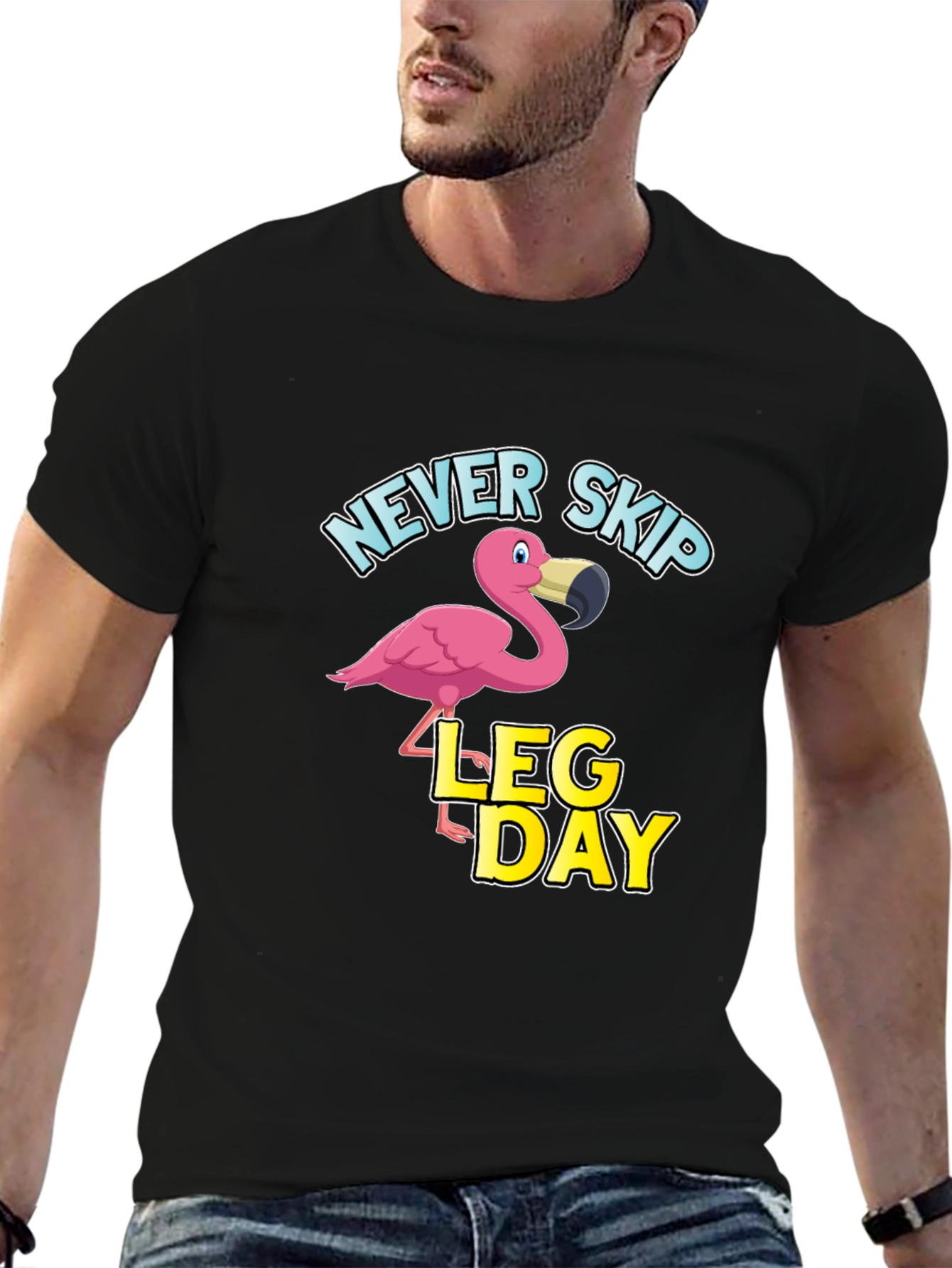 Never Skip Leg Day Flamingo Graphic T-Shirt