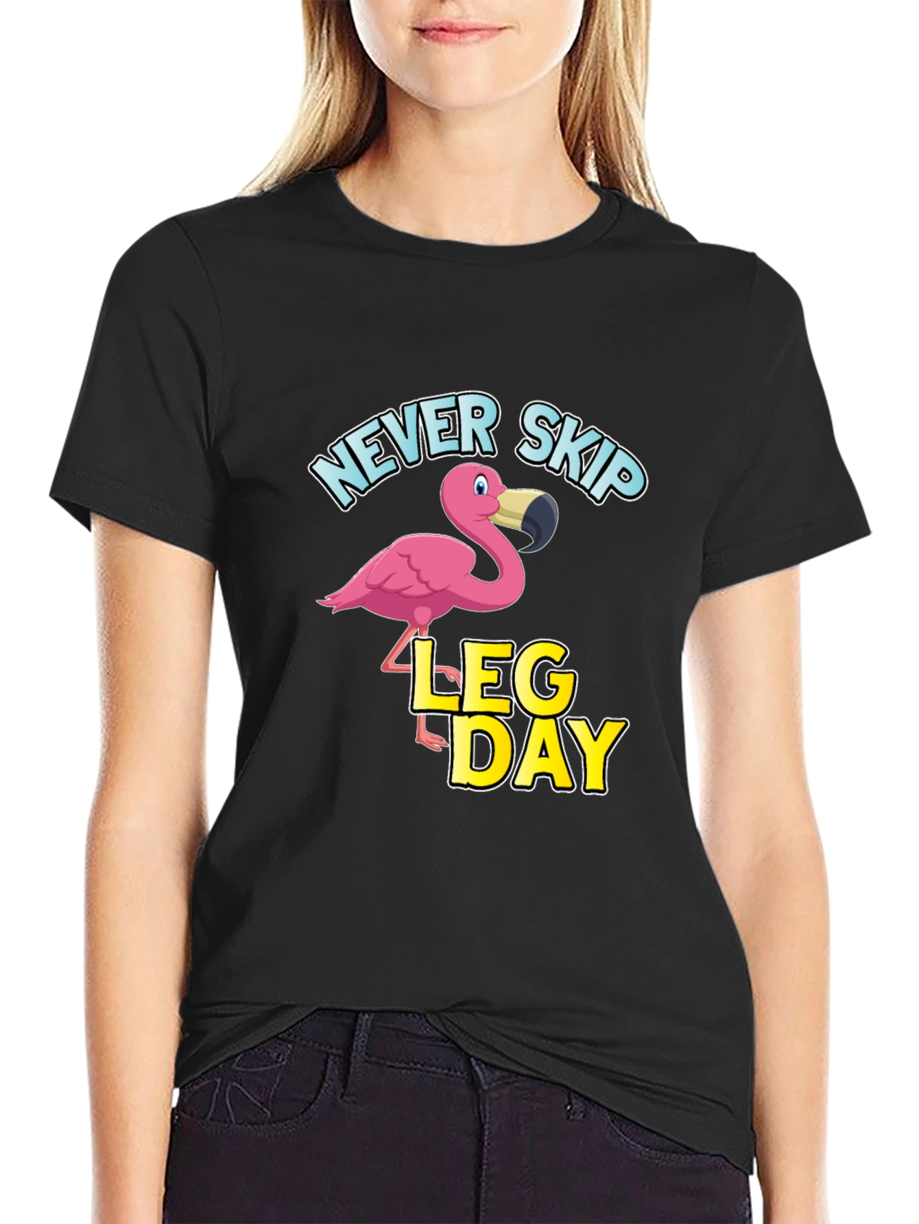 Never Skip Leg Day Flamingo Graphic T-Shirt