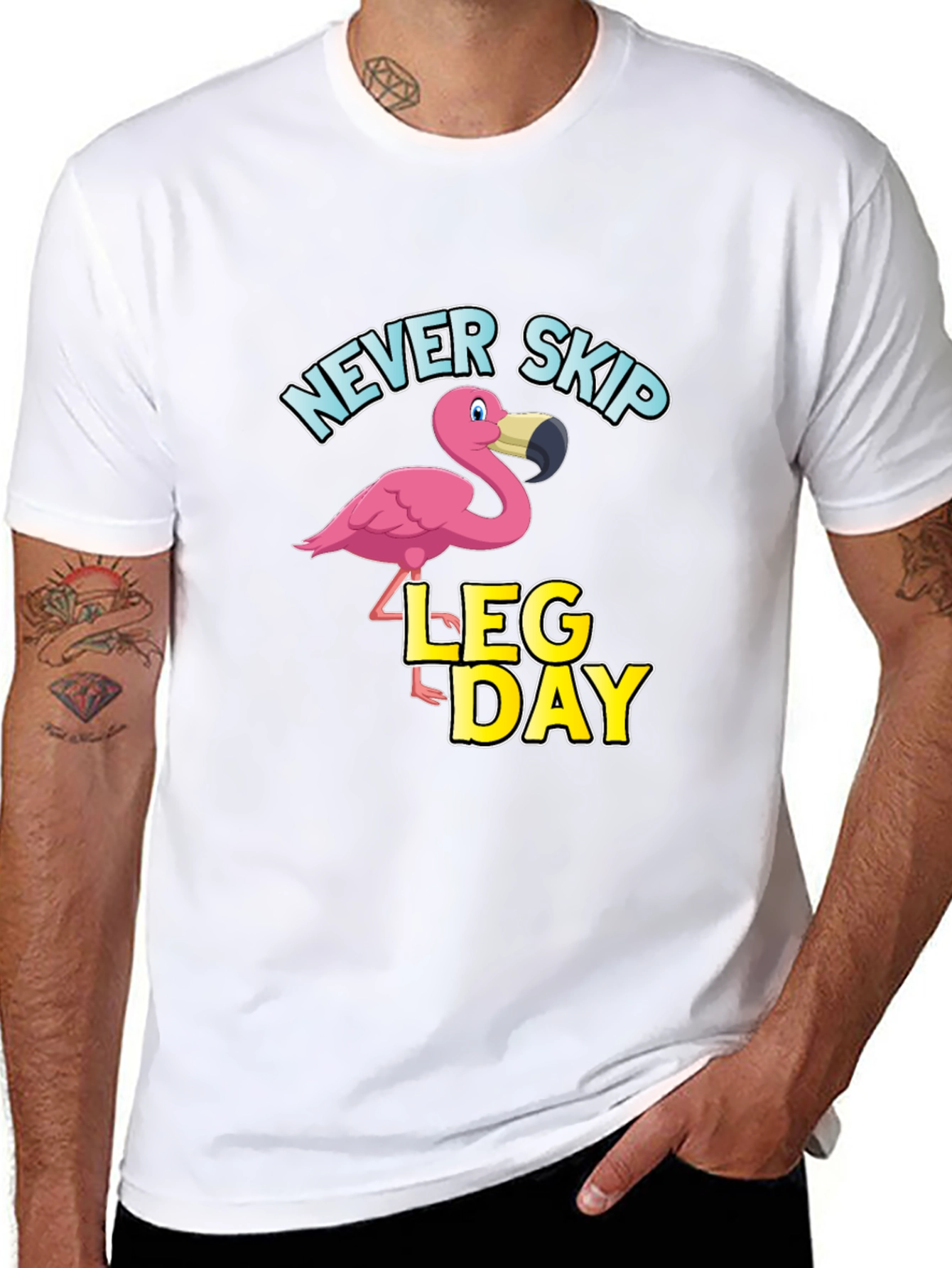 Never Skip Leg Day Flamingo Graphic T-Shirt