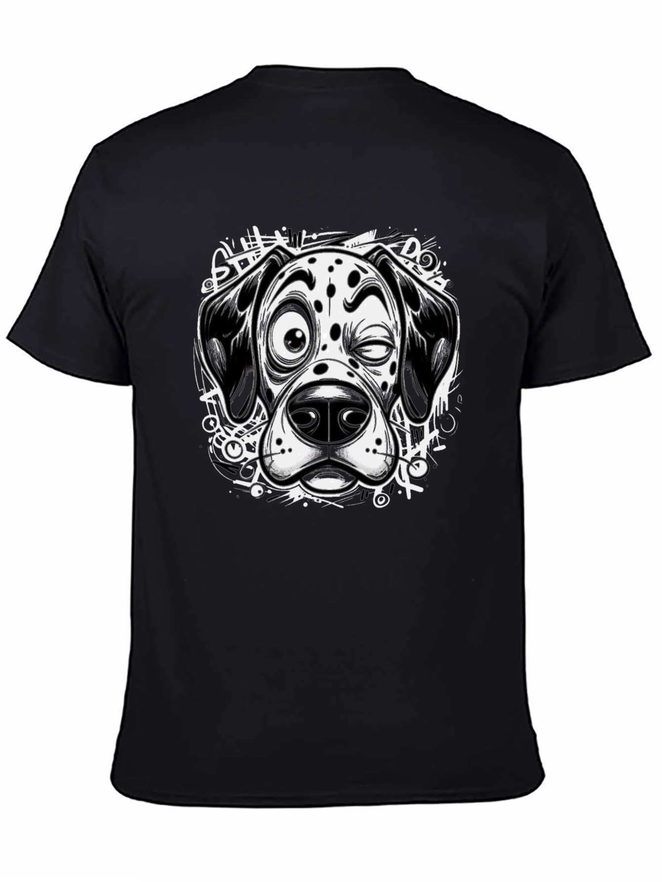 Dalmatian Dog Graphic Tee - Black