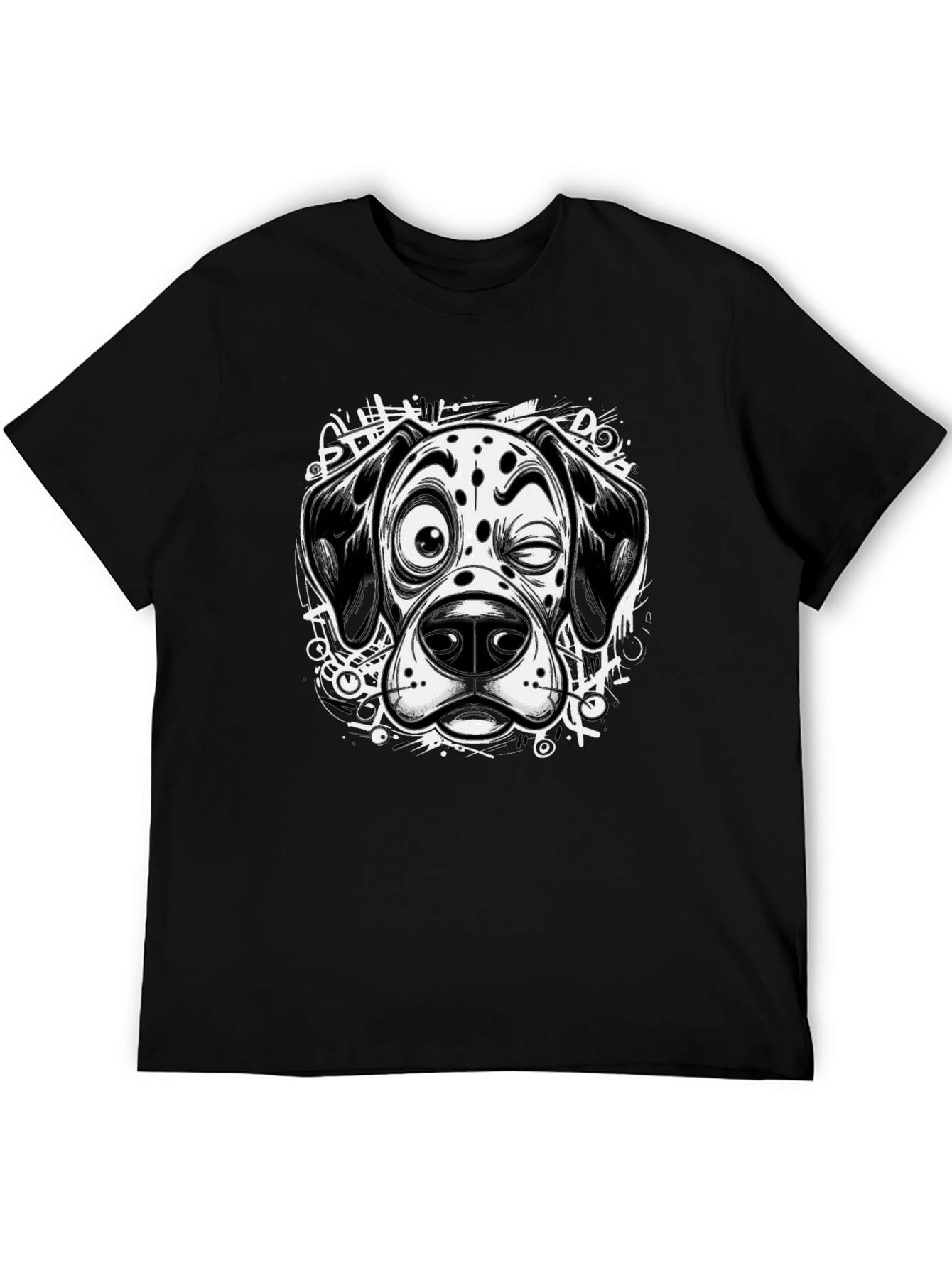 Dalmatian Dog Graphic Tee - Black