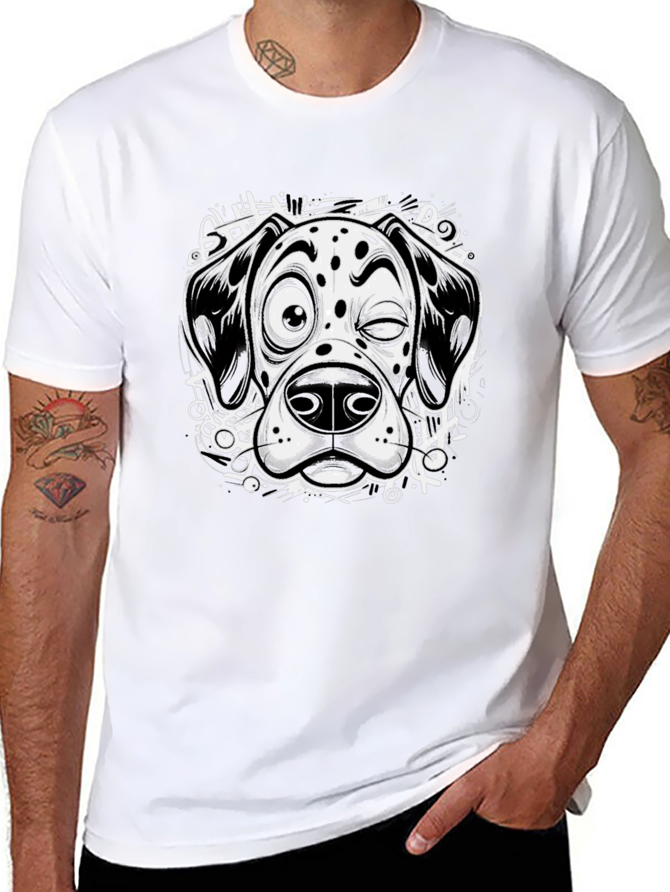 Dalmatian Dog Graphic Tee - Black