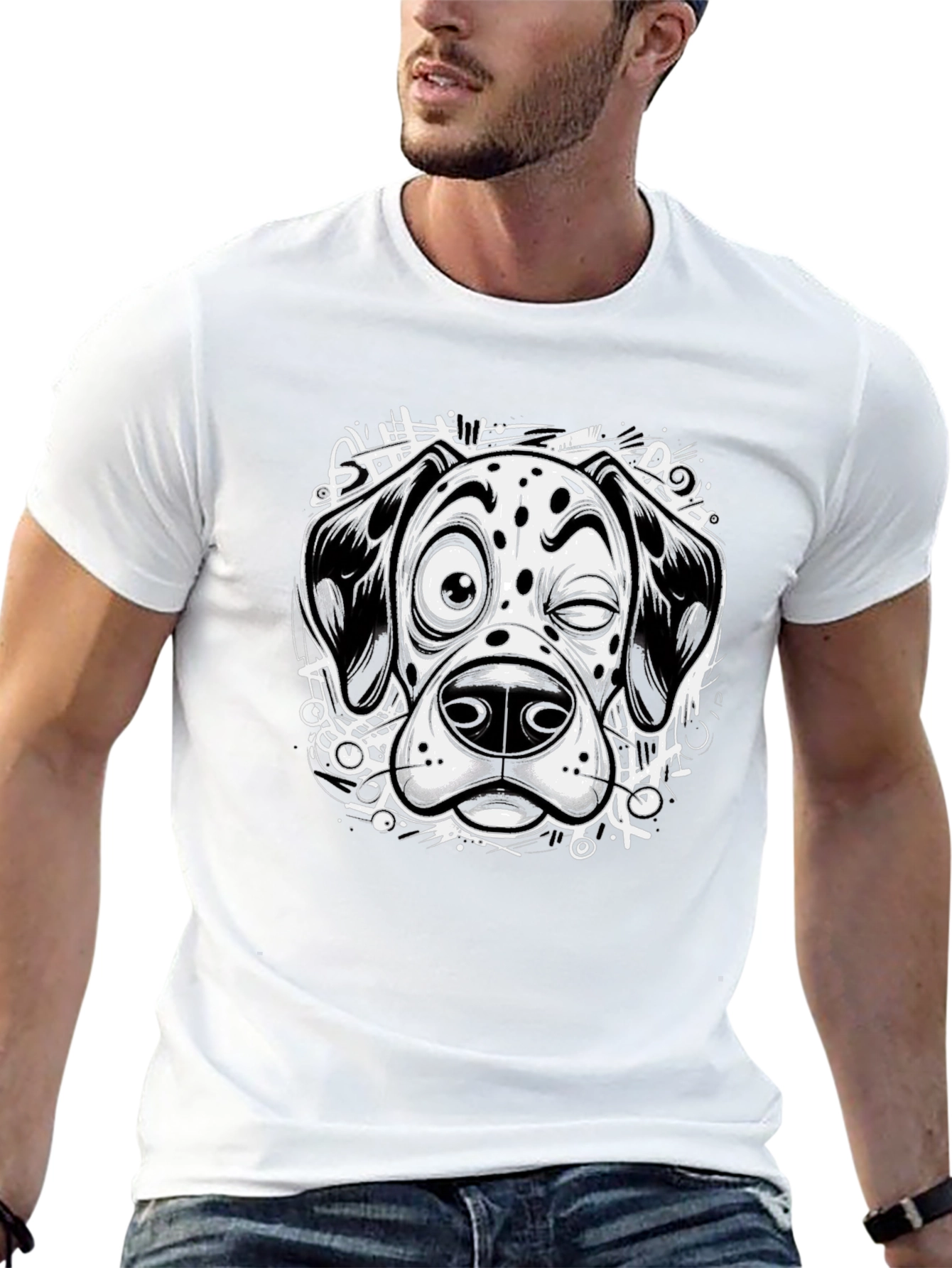Dalmatian Dog Graphic Tee - Black