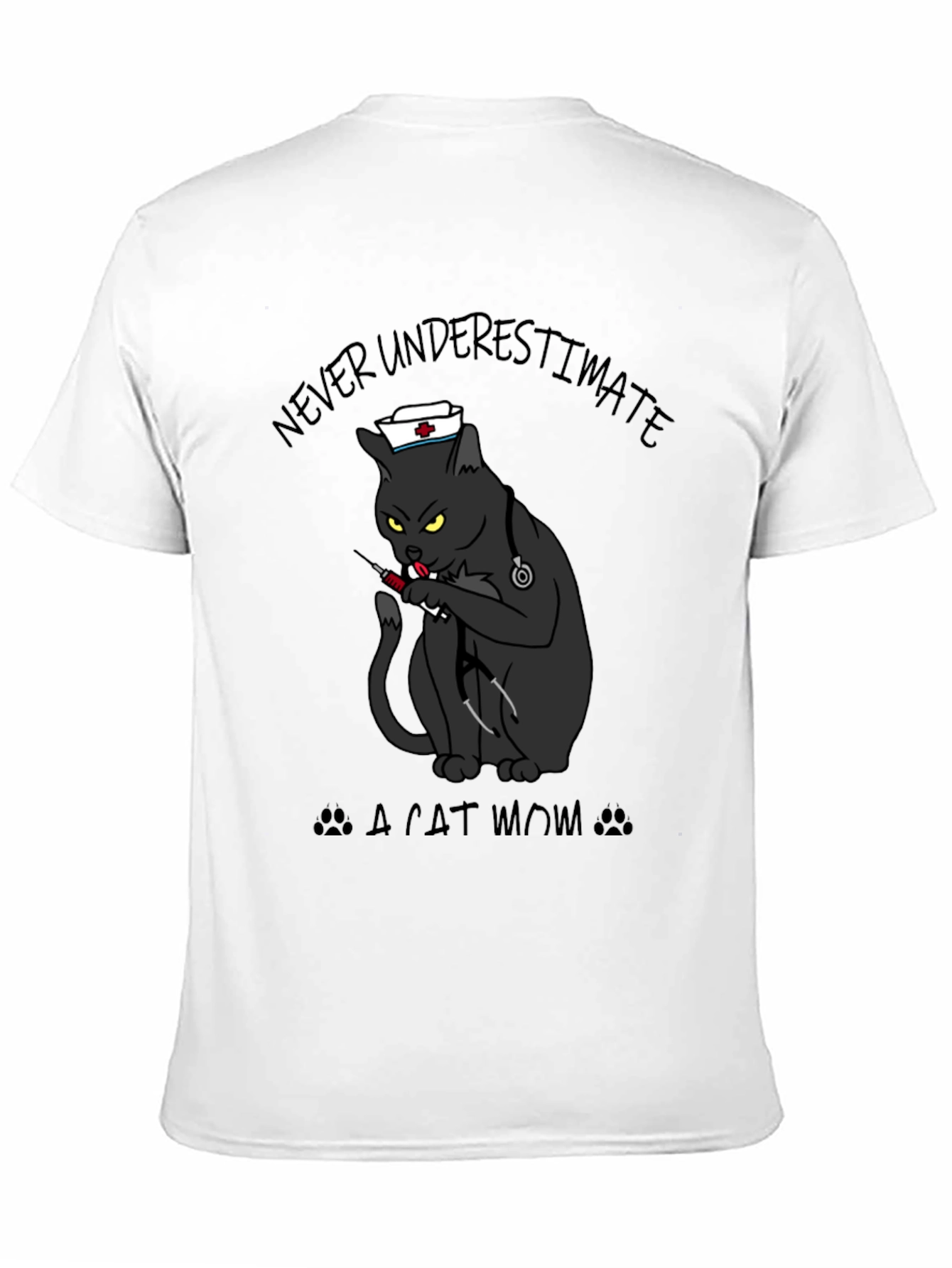 Never Underestimate A Cat Mom Black T-Shirt