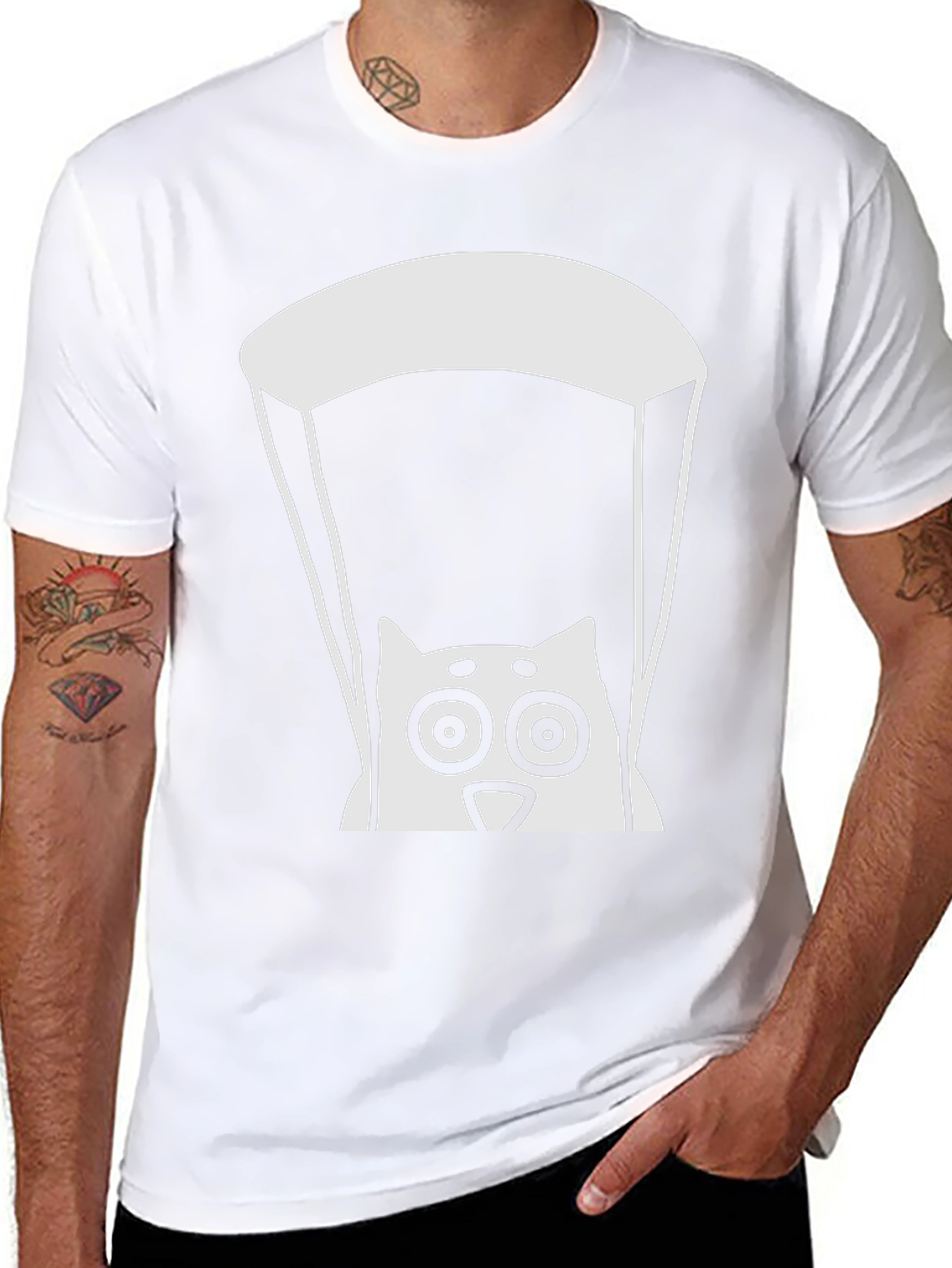 Parachute Cat Graphic Tee - Cool Black T-Shirt
