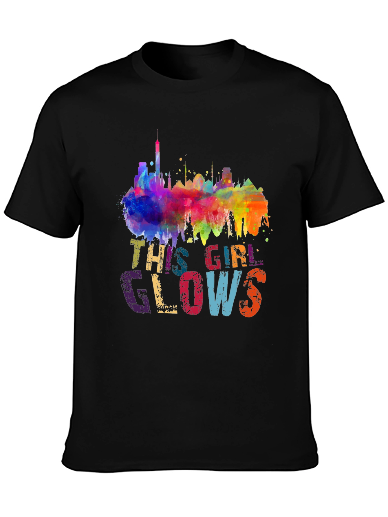 This Girl Glows Graphic Tee - Vibrant Skyline Design