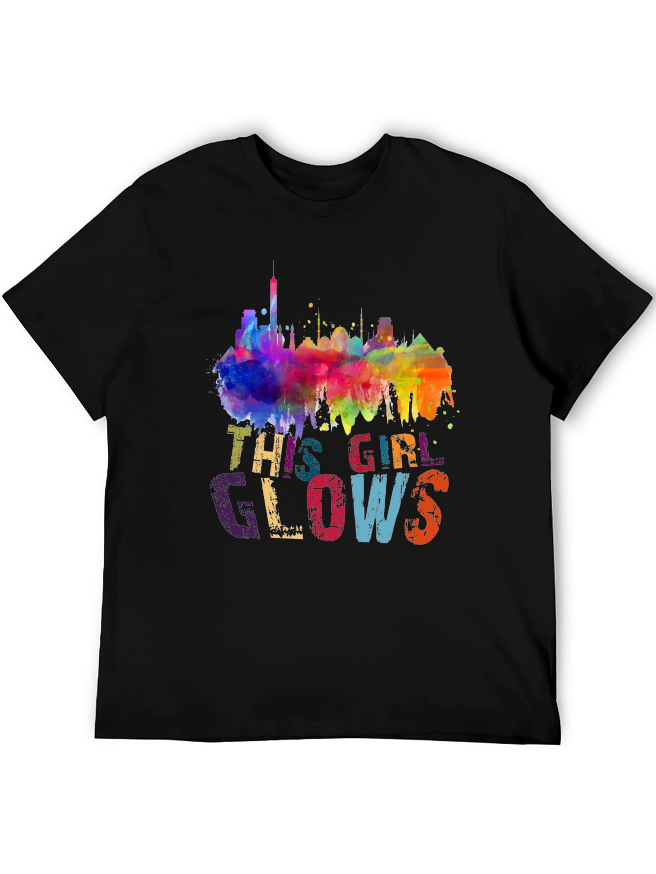 This Girl Glows Graphic Tee - Vibrant Skyline Design