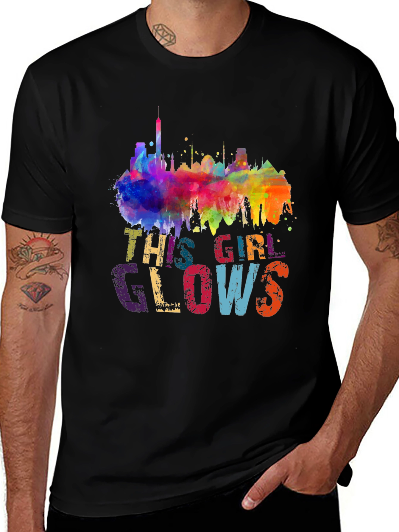 This Girl Glows Graphic Tee - Vibrant Skyline Design