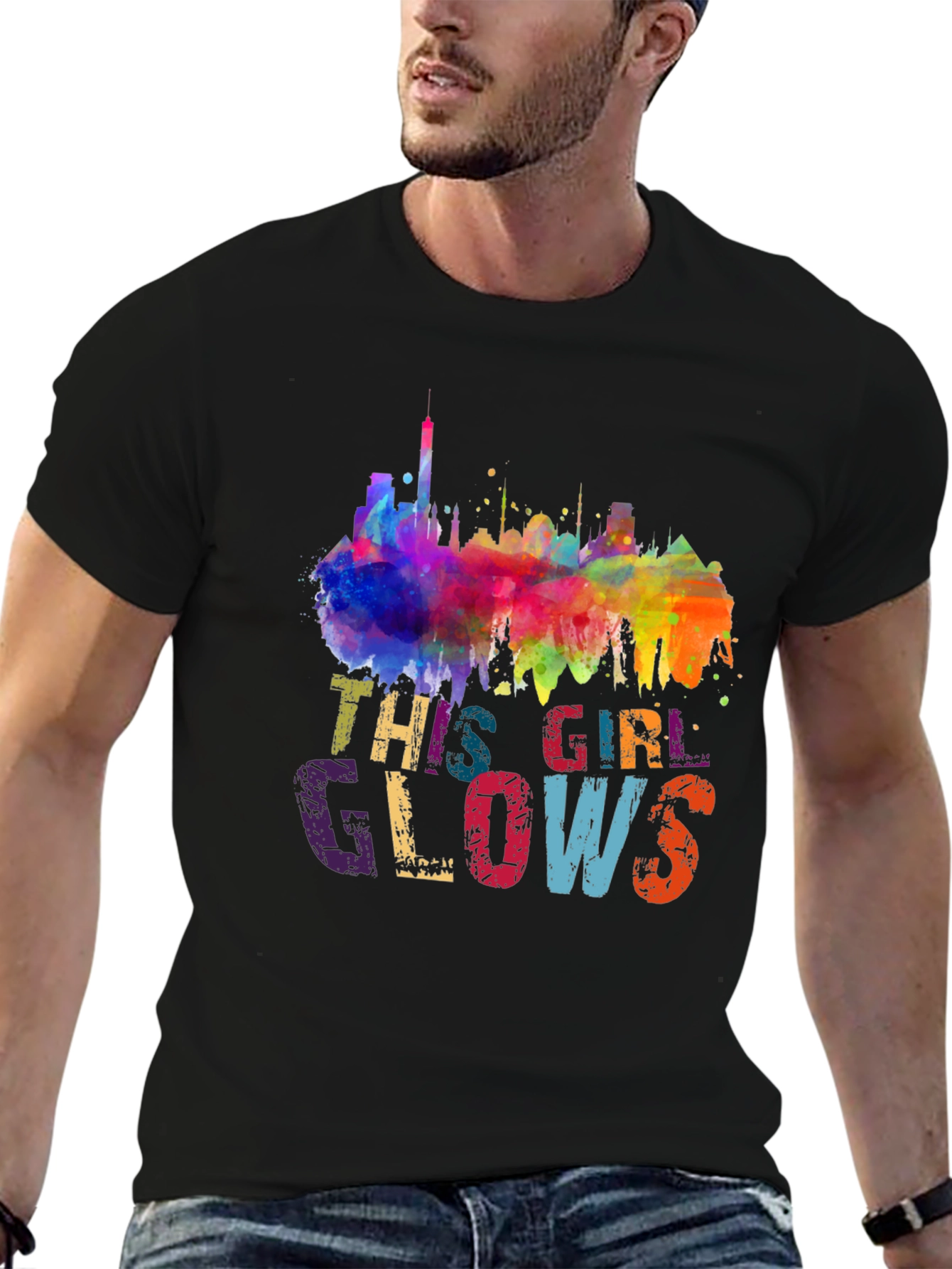 This Girl Glows Graphic Tee - Vibrant Skyline Design