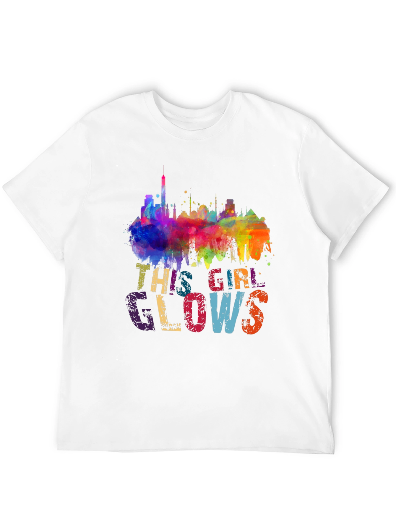 This Girl Glows Graphic Tee - Vibrant Skyline Design