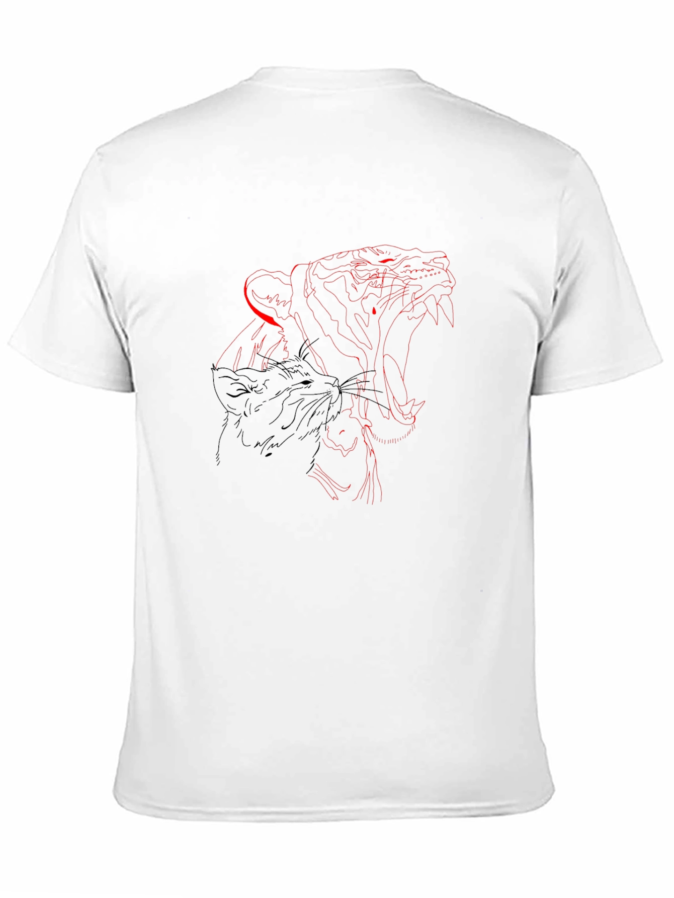 Mens Black Graphic Tee - Tiger Design