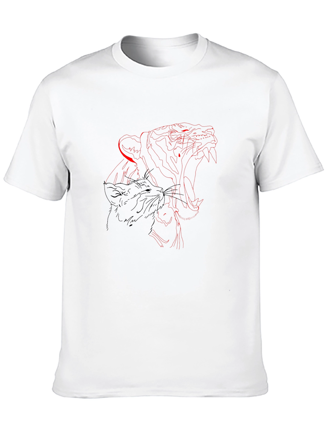 Mens Black Graphic Tee - Tiger Design