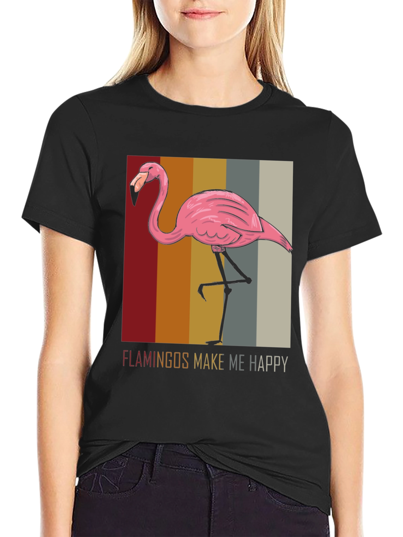 Flamingo Graphic T-Shirt - Make Me Happy Tee