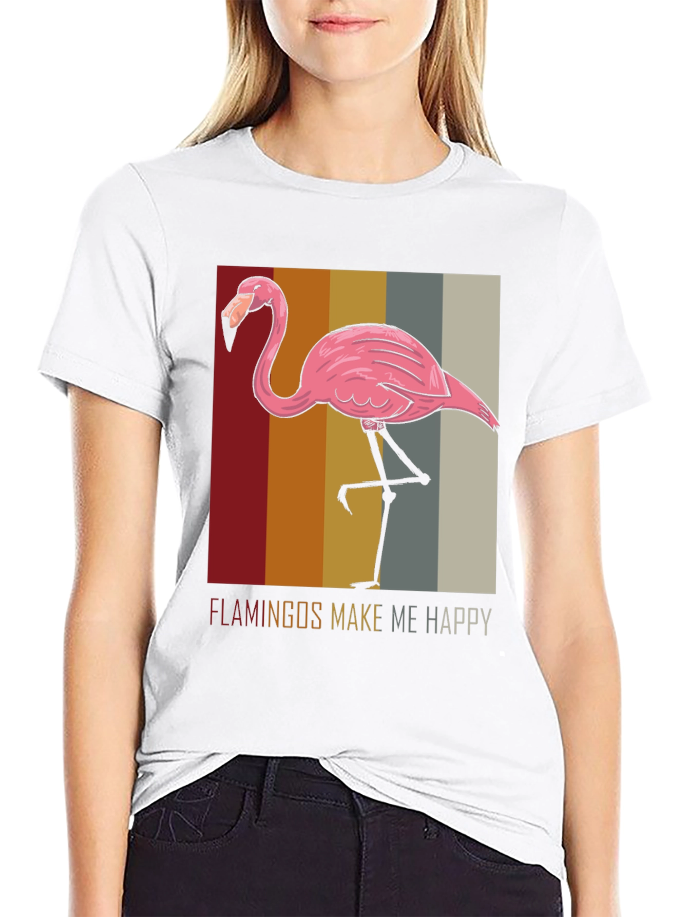 Flamingo Graphic T-Shirt - Make Me Happy Tee